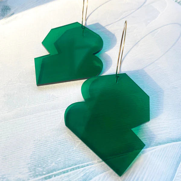 Artist Hoop Earrings - Emerald with Silver | Combinist Goods