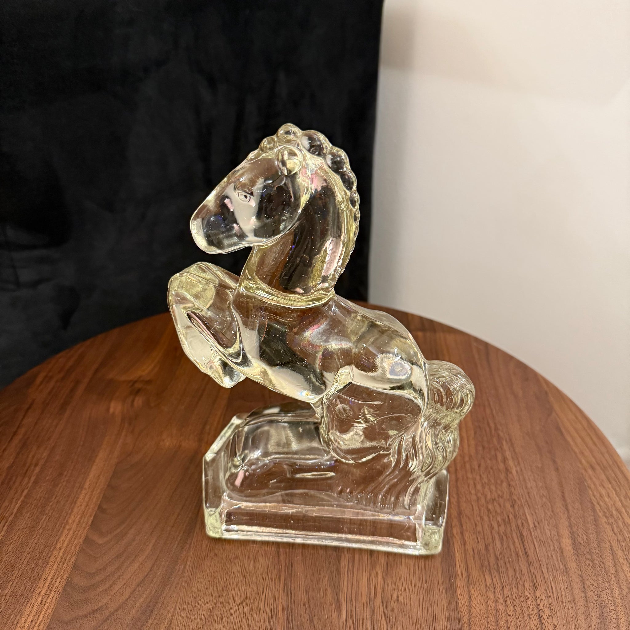 L.E. Smith Glass Rearing Horse Bookend