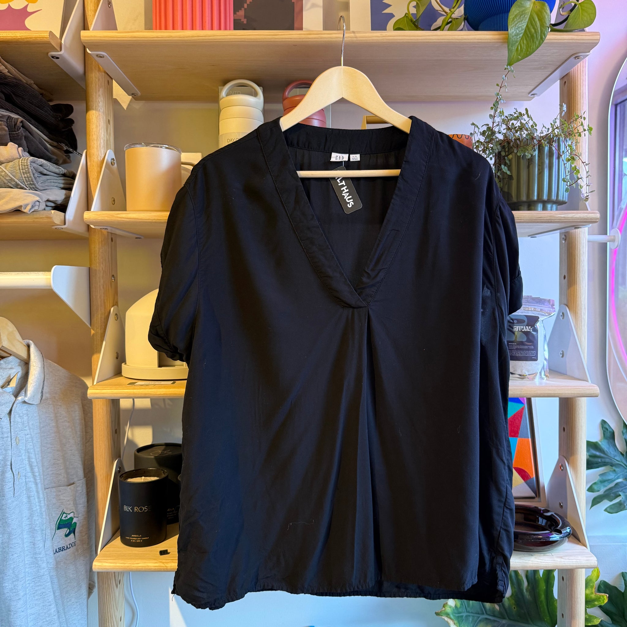 Black V Neck Tee | XL
