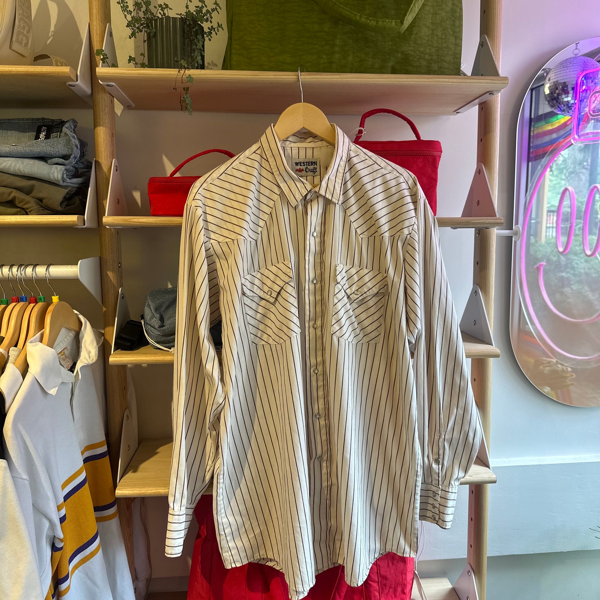 Brown Striped Western Shirt | XL