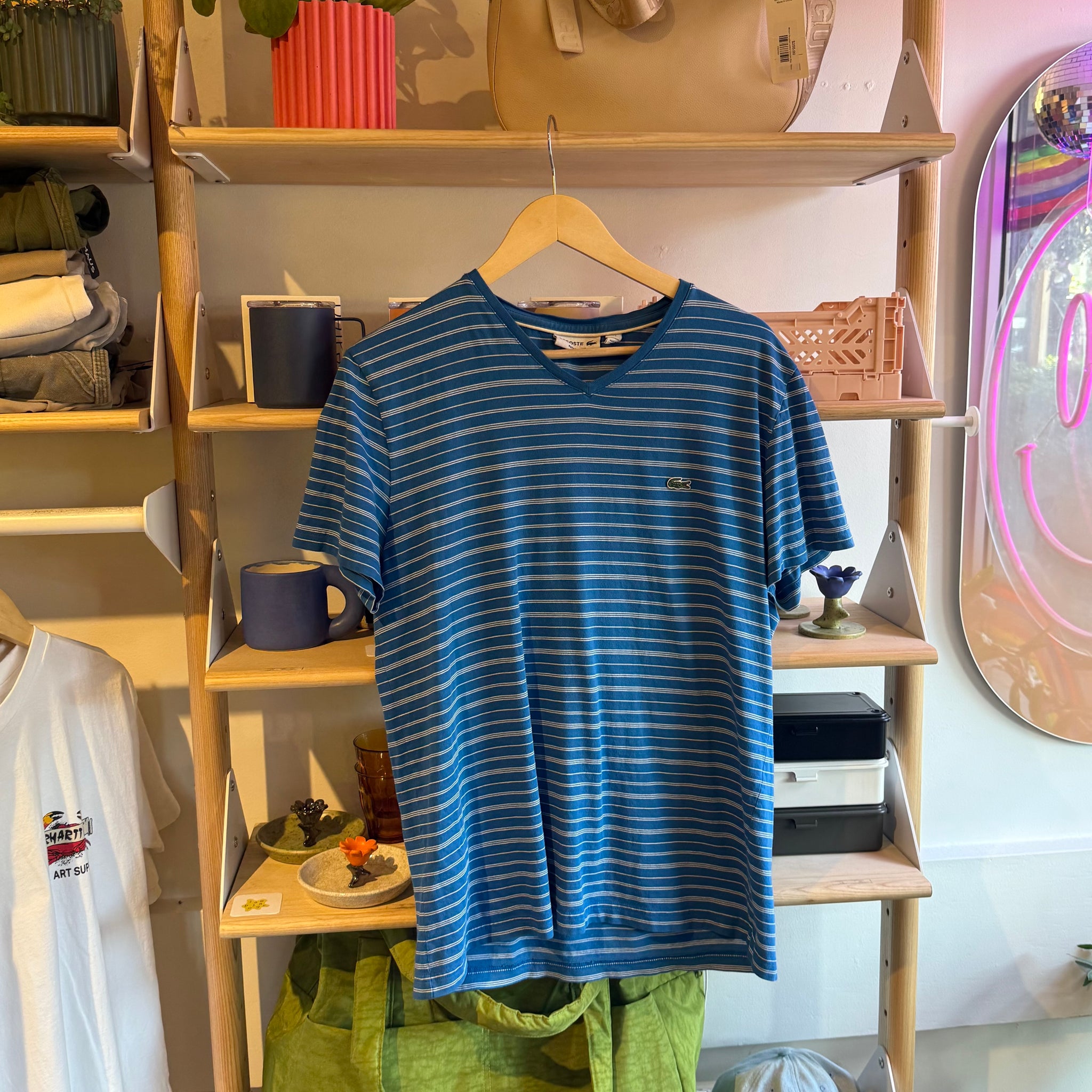 Striped Lacoste Tee | L