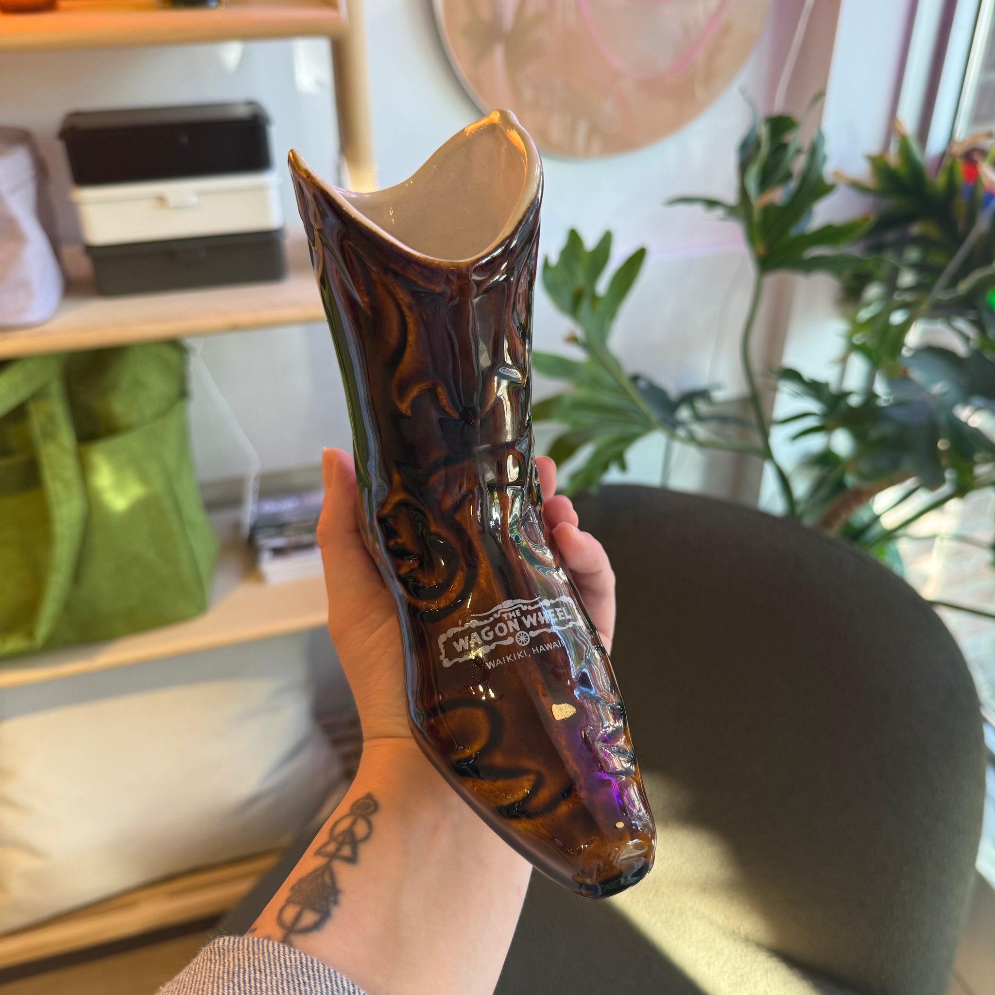 Vintage Cowboy Boot Vase