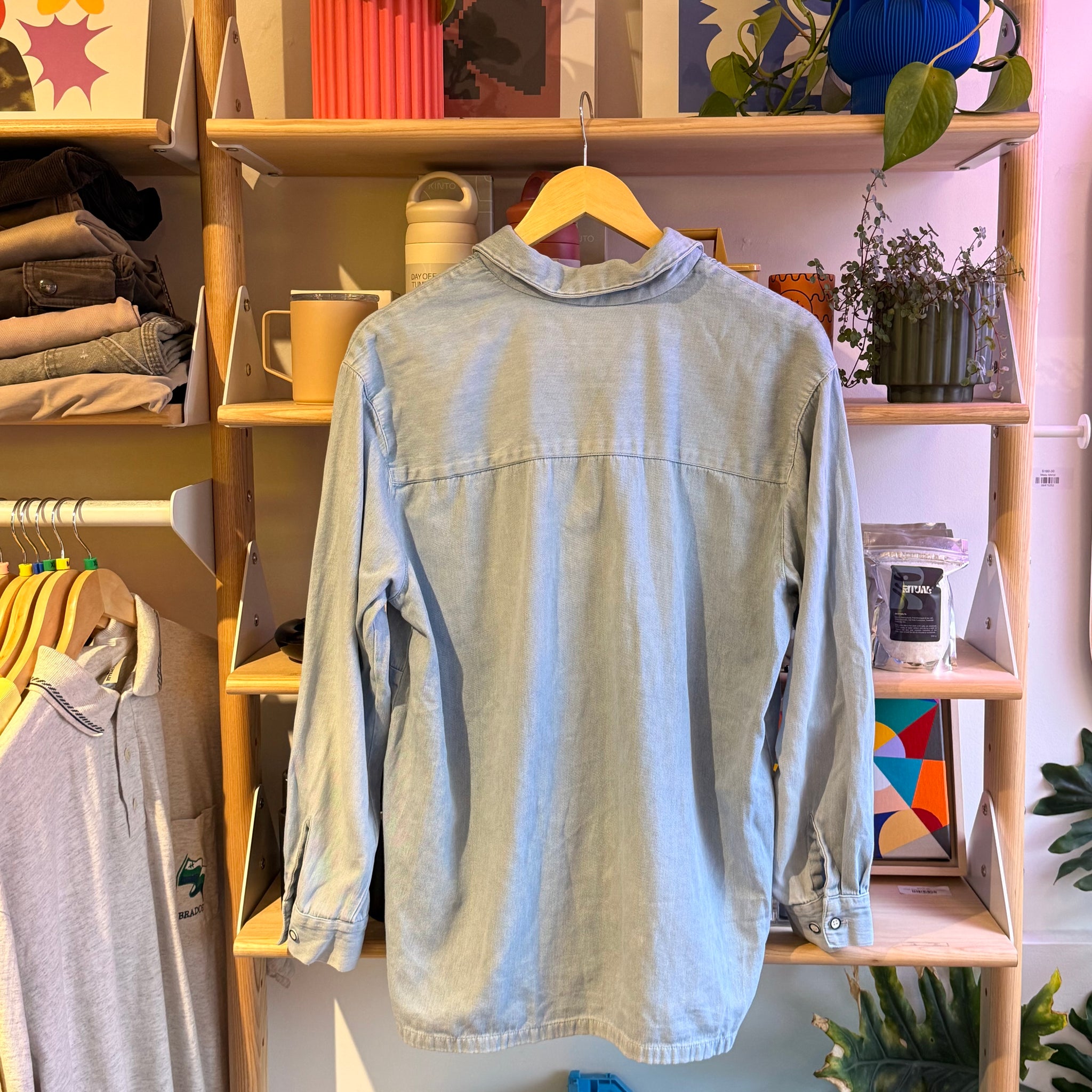 Denim Button Up with Embroidery | M