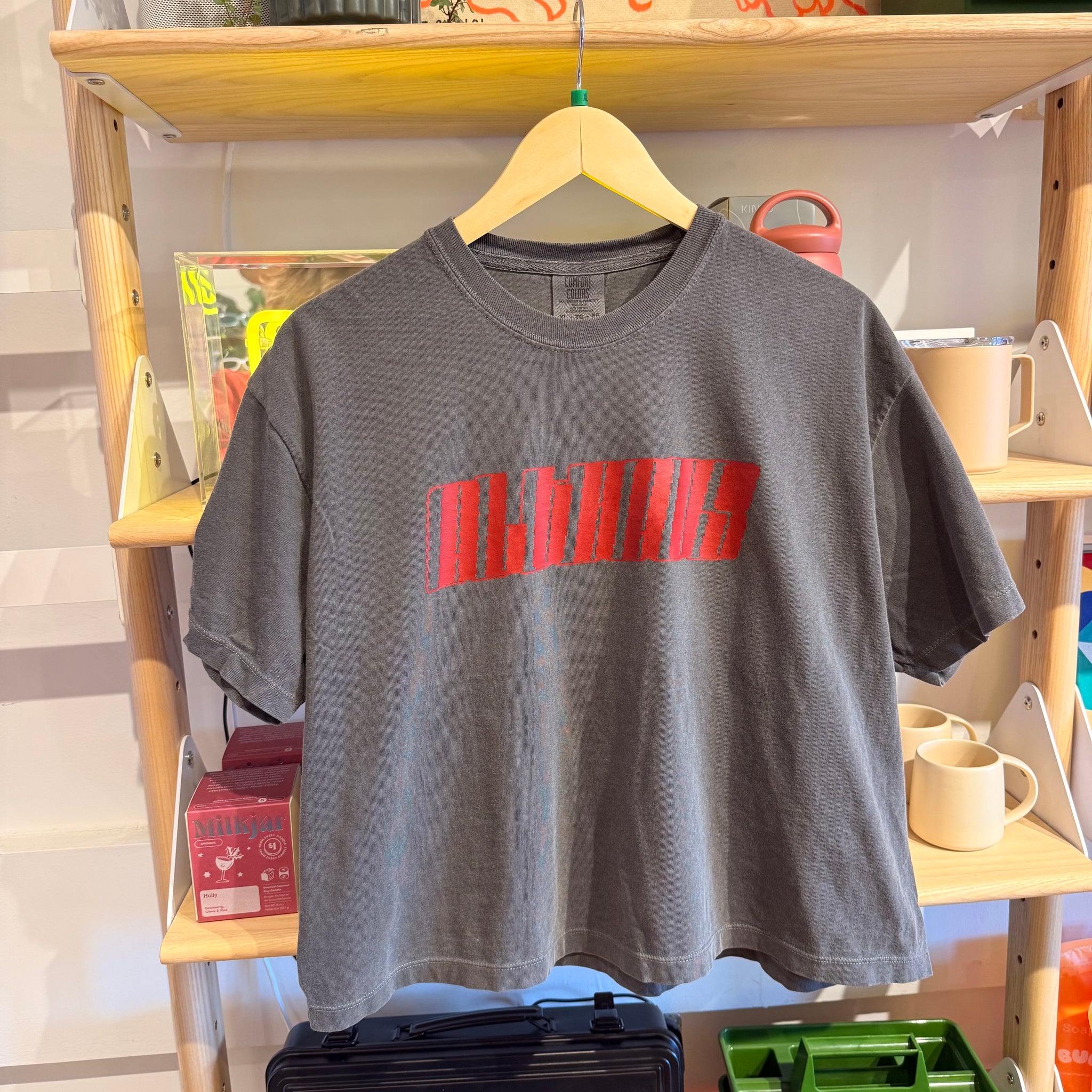 Alt Haus Speed Cropped Tee | Charcoal with Burgundy