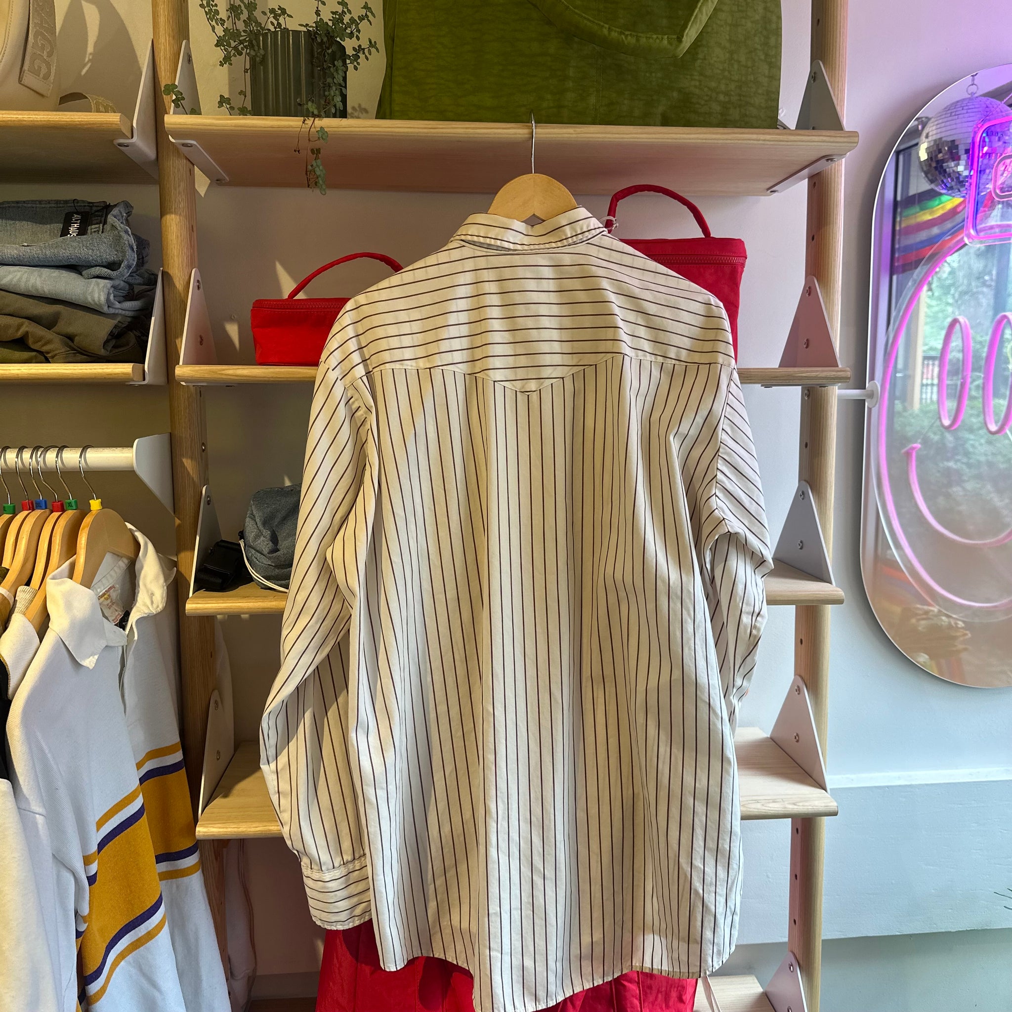 Brown Striped Western Shirt | XL