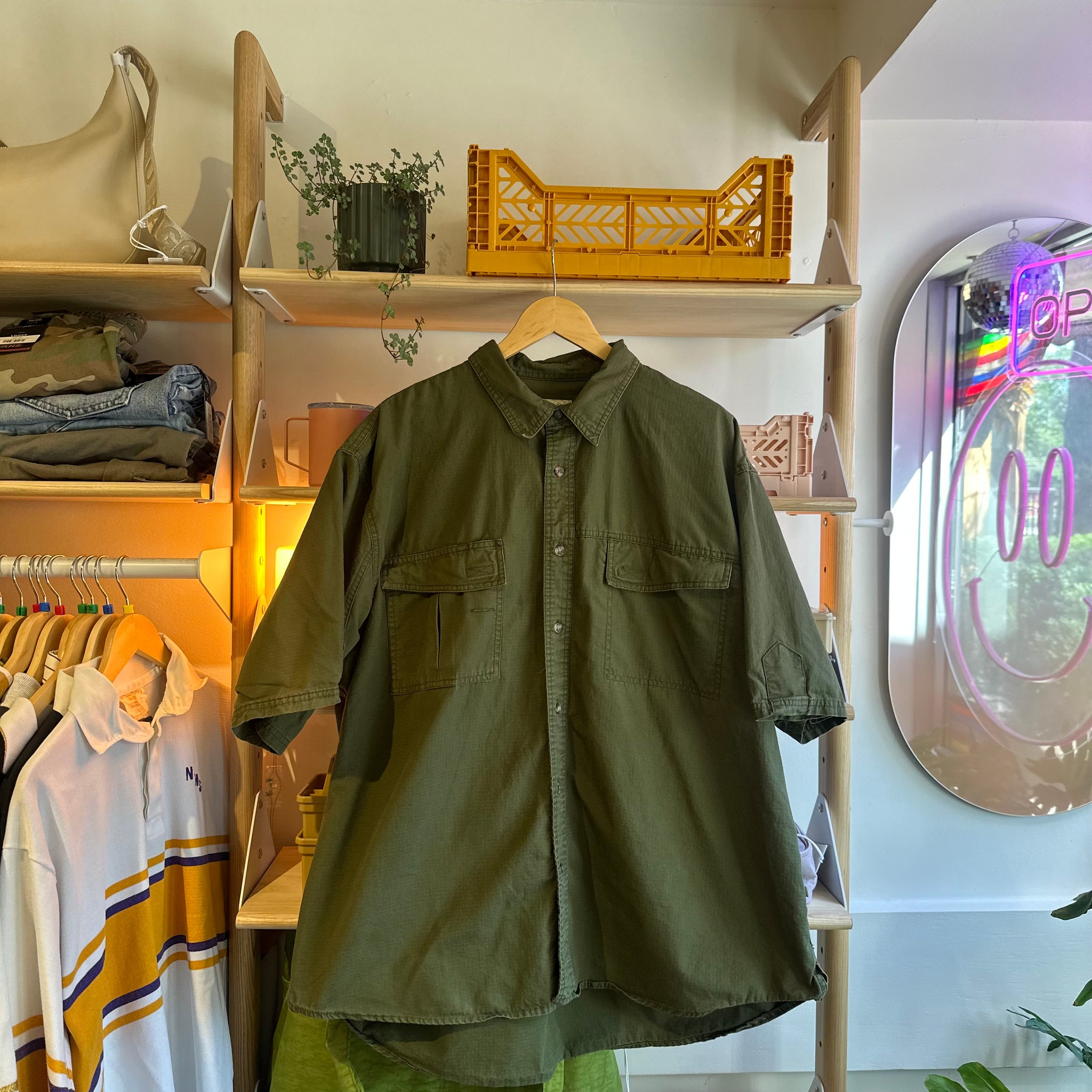 Green Cargo Button Up | 2XL