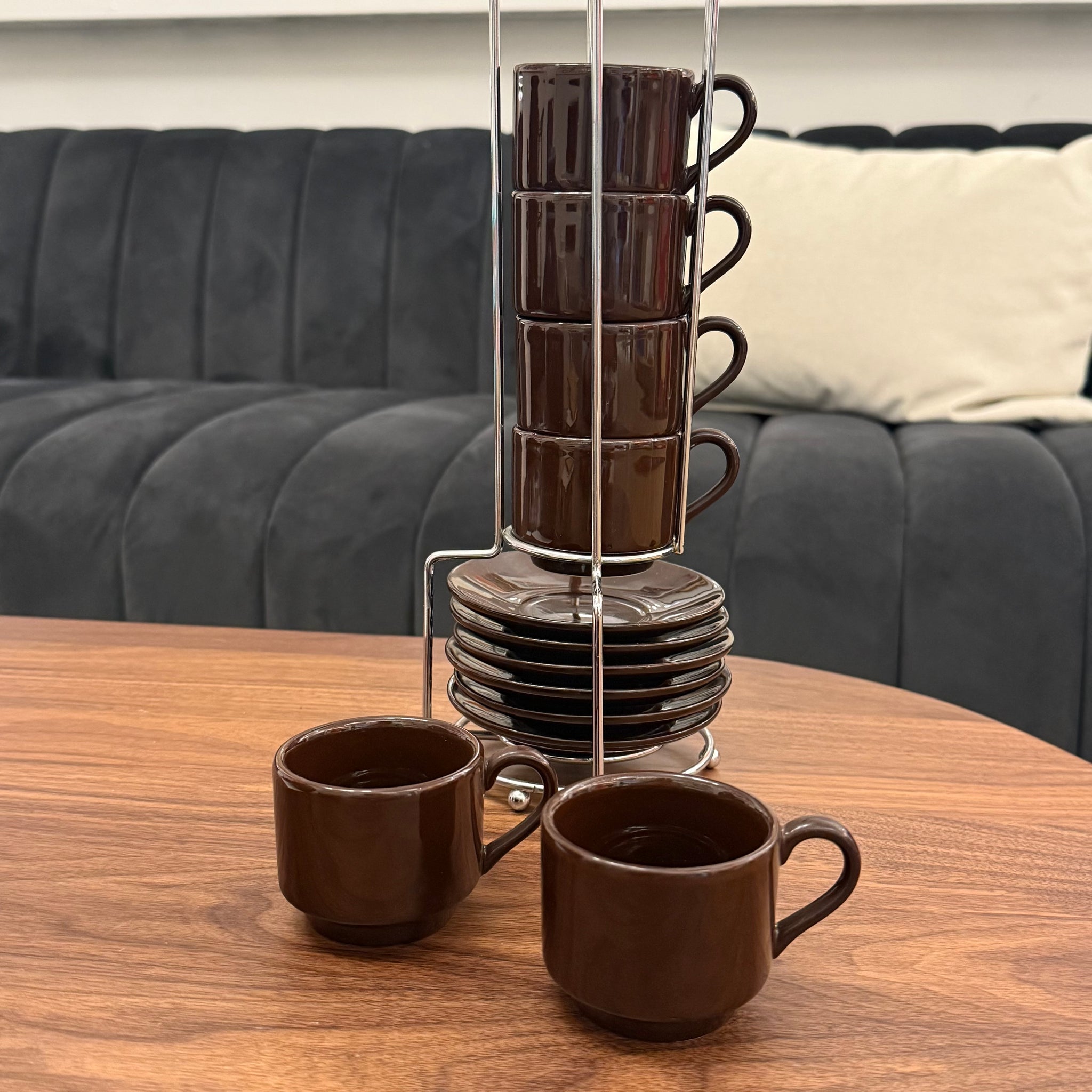 Stackable Espresso Cups and Saucers | Set of 12