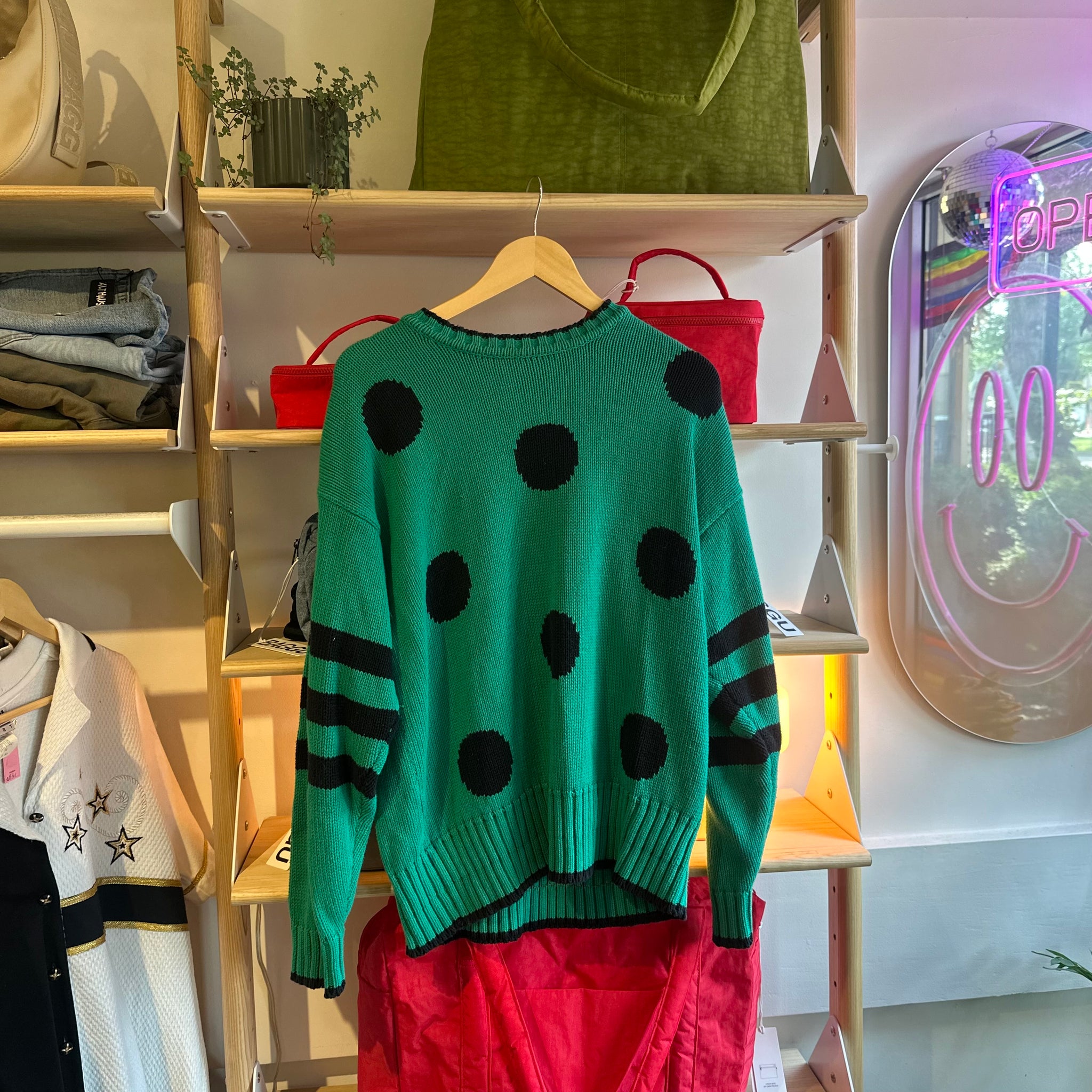 Teal Polka Dot Sweater | L