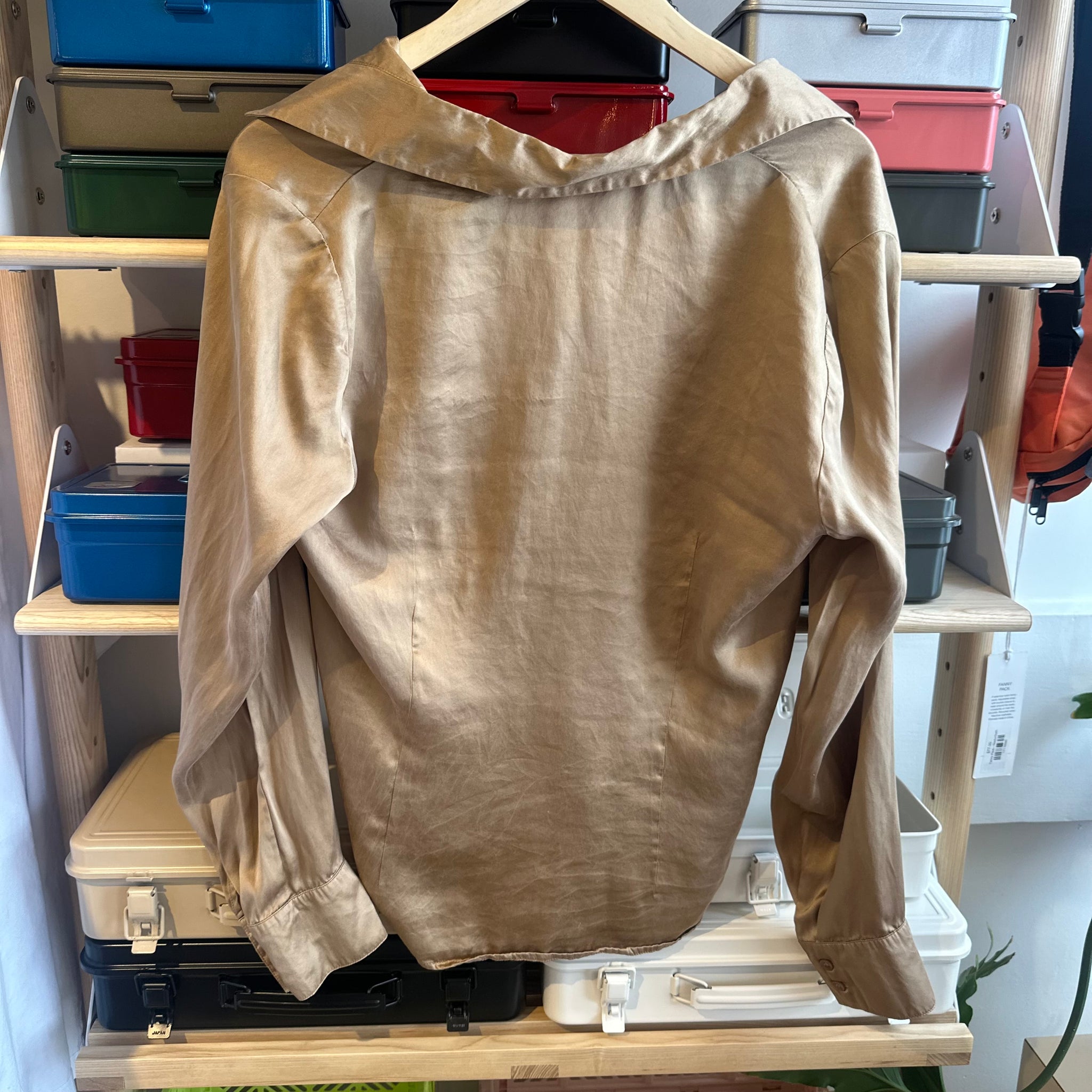 Beige Silk Button Up | L