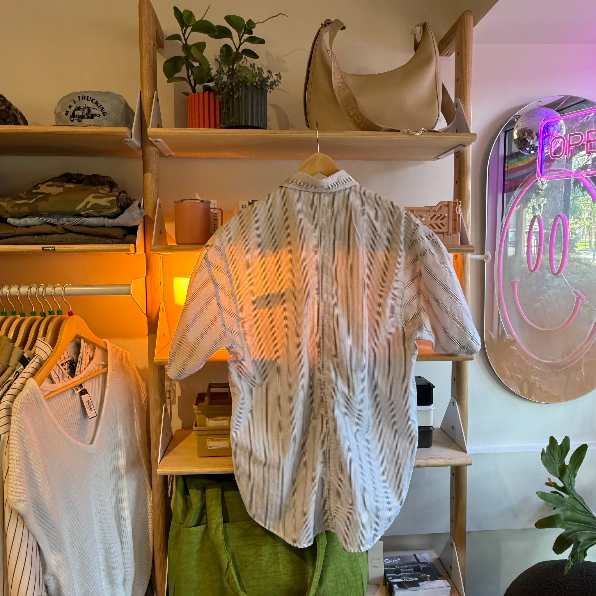 White Striped Button Up | L