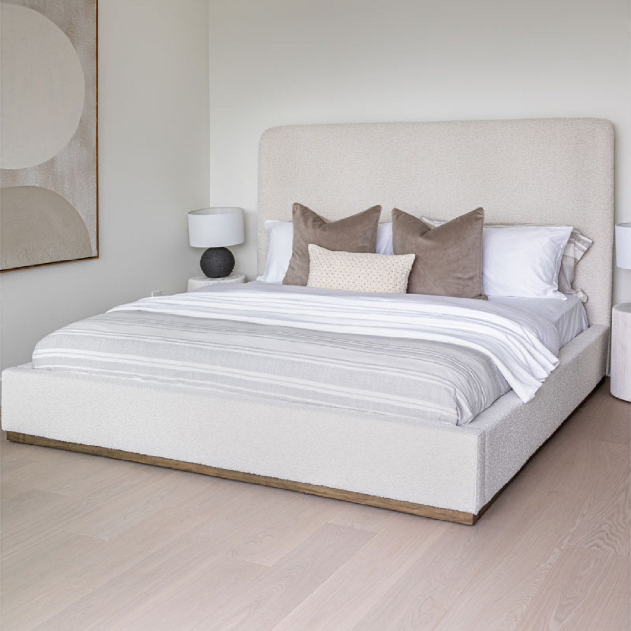 Faye Queen Bed - Off White