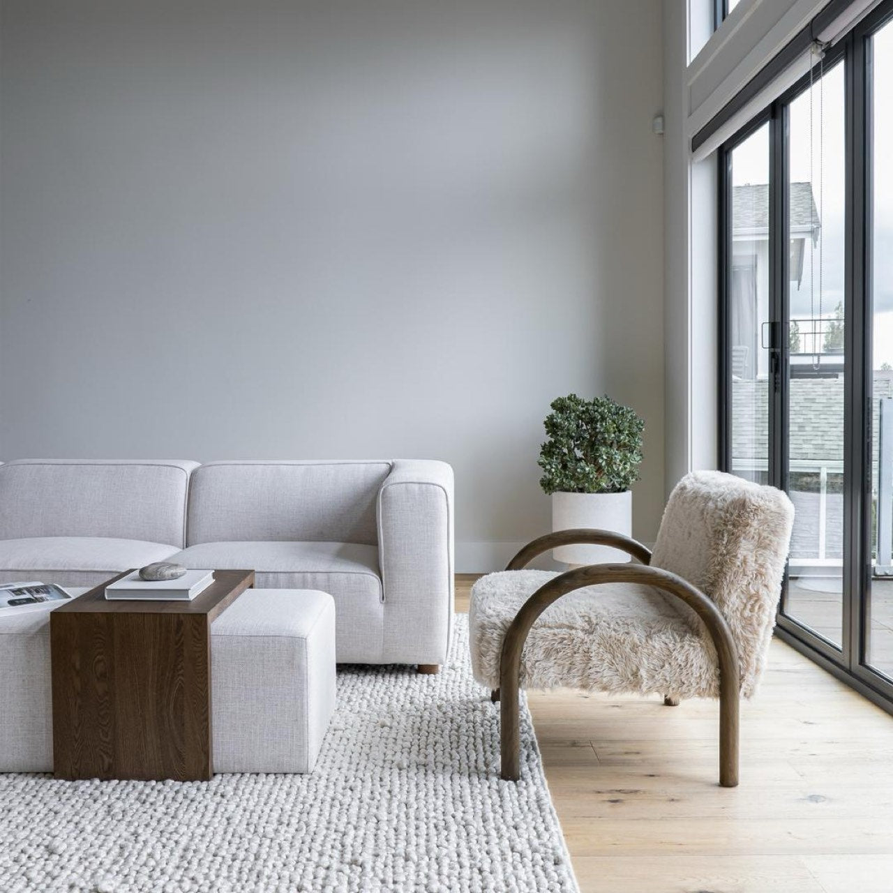 Forest Coffee Ottoman - Cream and Dark Brown
