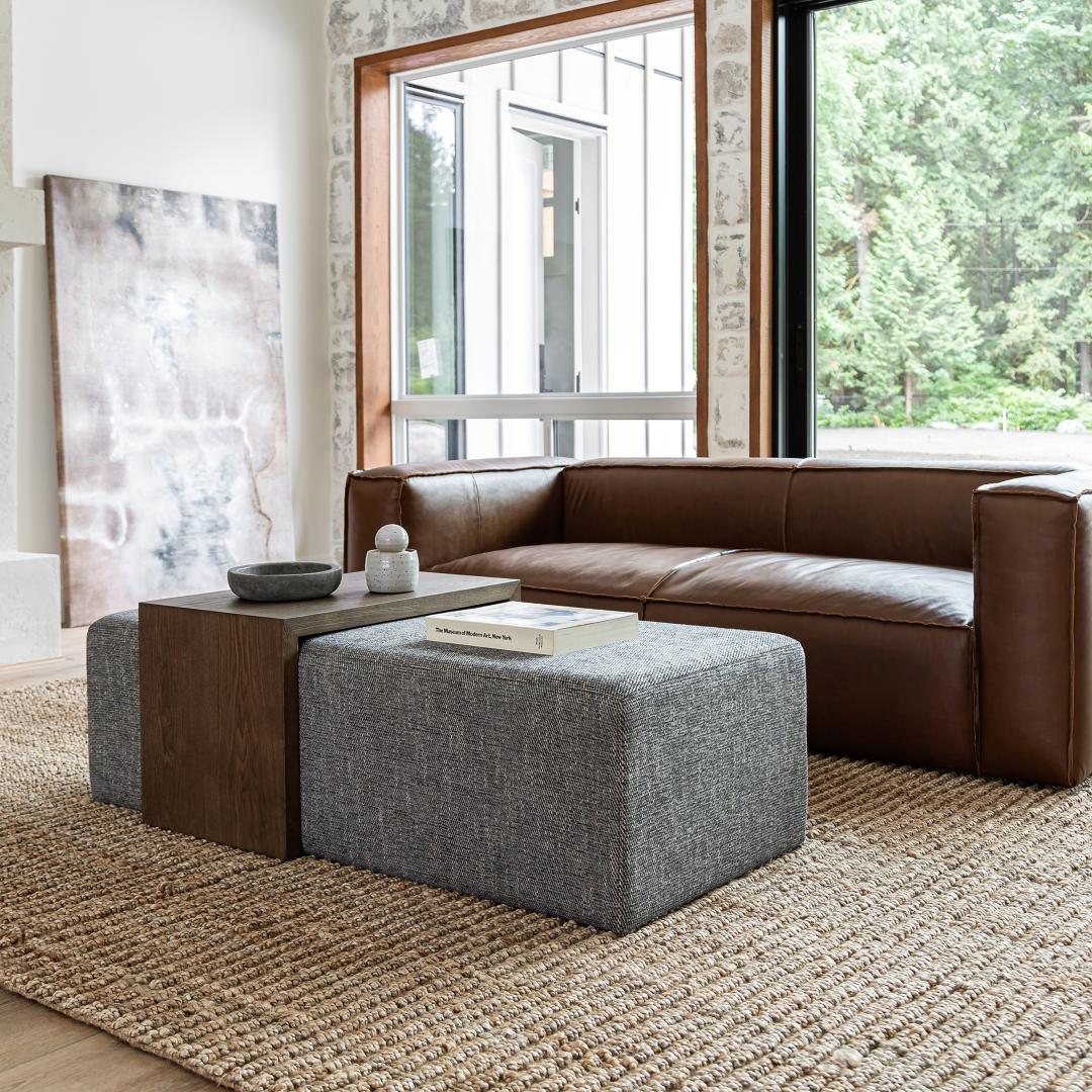 Forest Coffee Ottoman - Pepper and Dark Oak