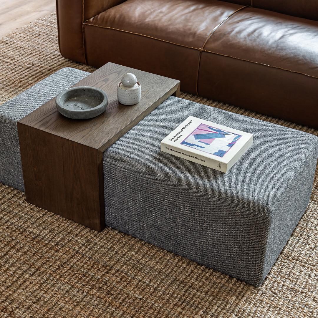 Forest Coffee Ottoman - Pepper and Dark Oak