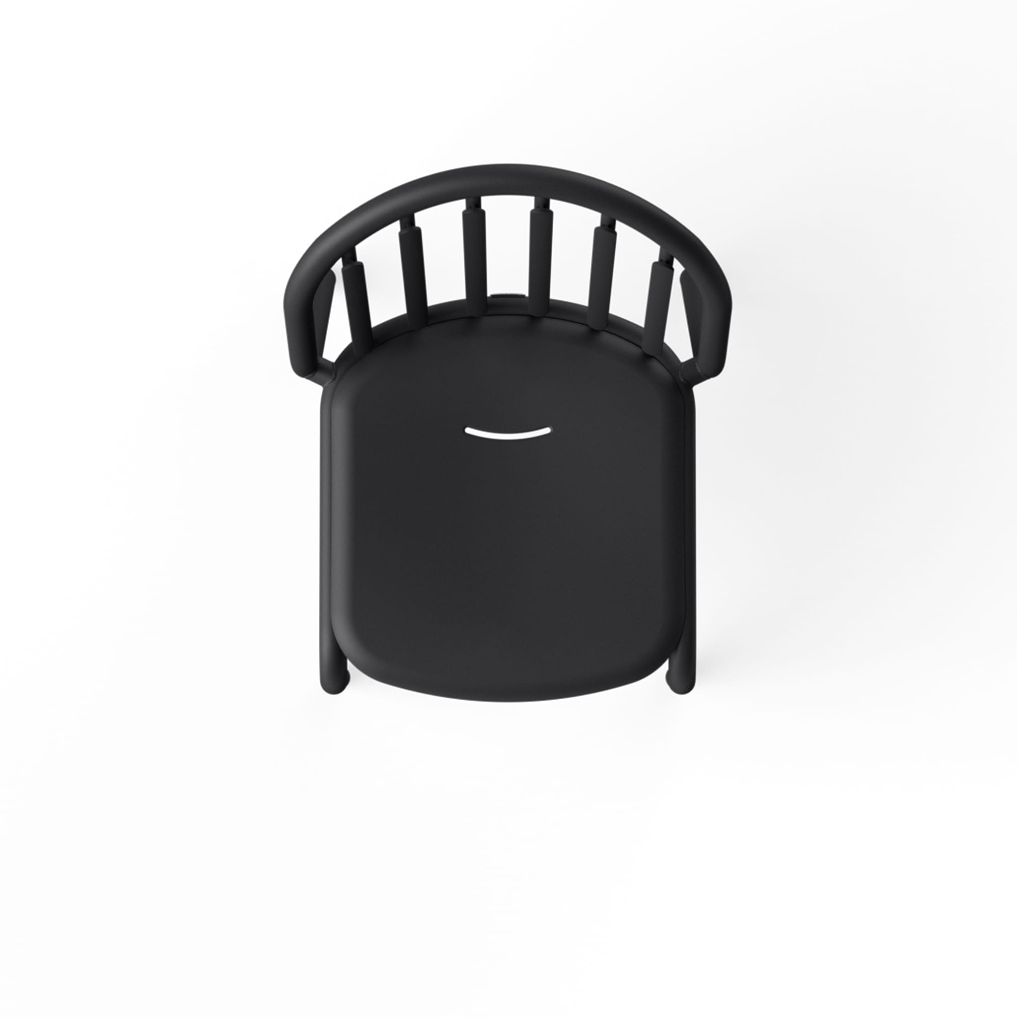 Close-up of Fred’s Chair seat with a smile-shaped opening for water drainage, ideal for rainy outdoor use.