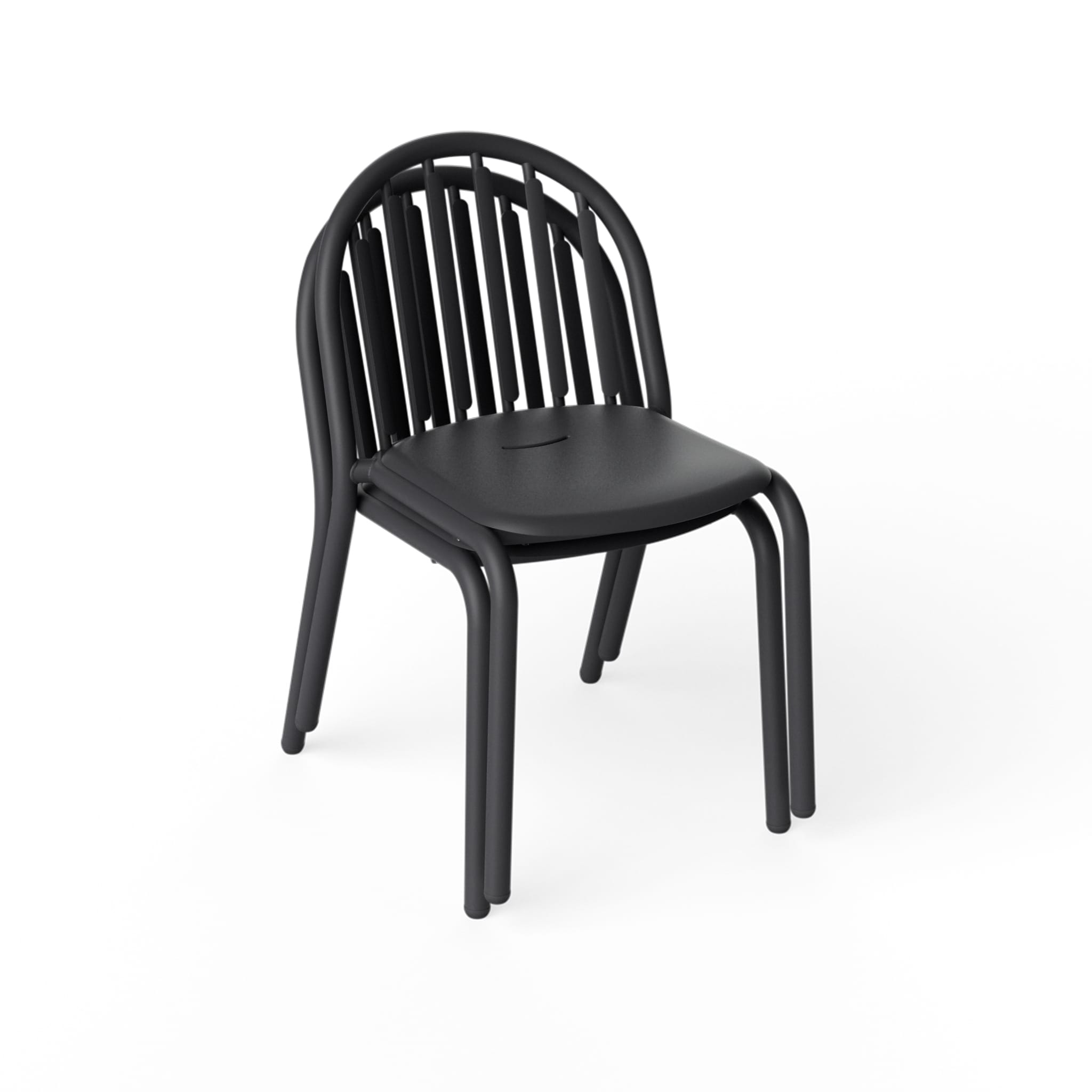 Stackable Fred’s Chairs displayed in a compact space, highlighting their lightweight and space-saving design.