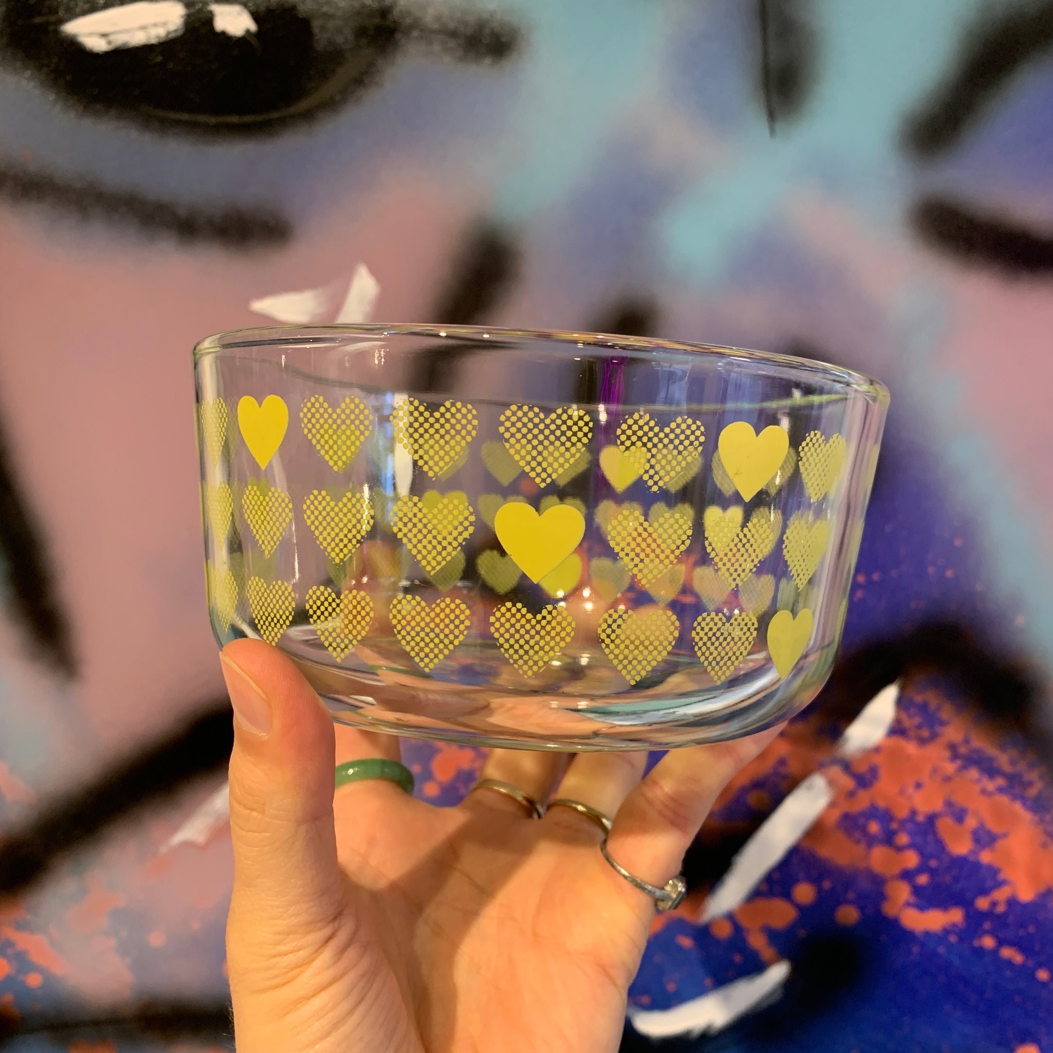 Glass Heart Pyrex Bowl
