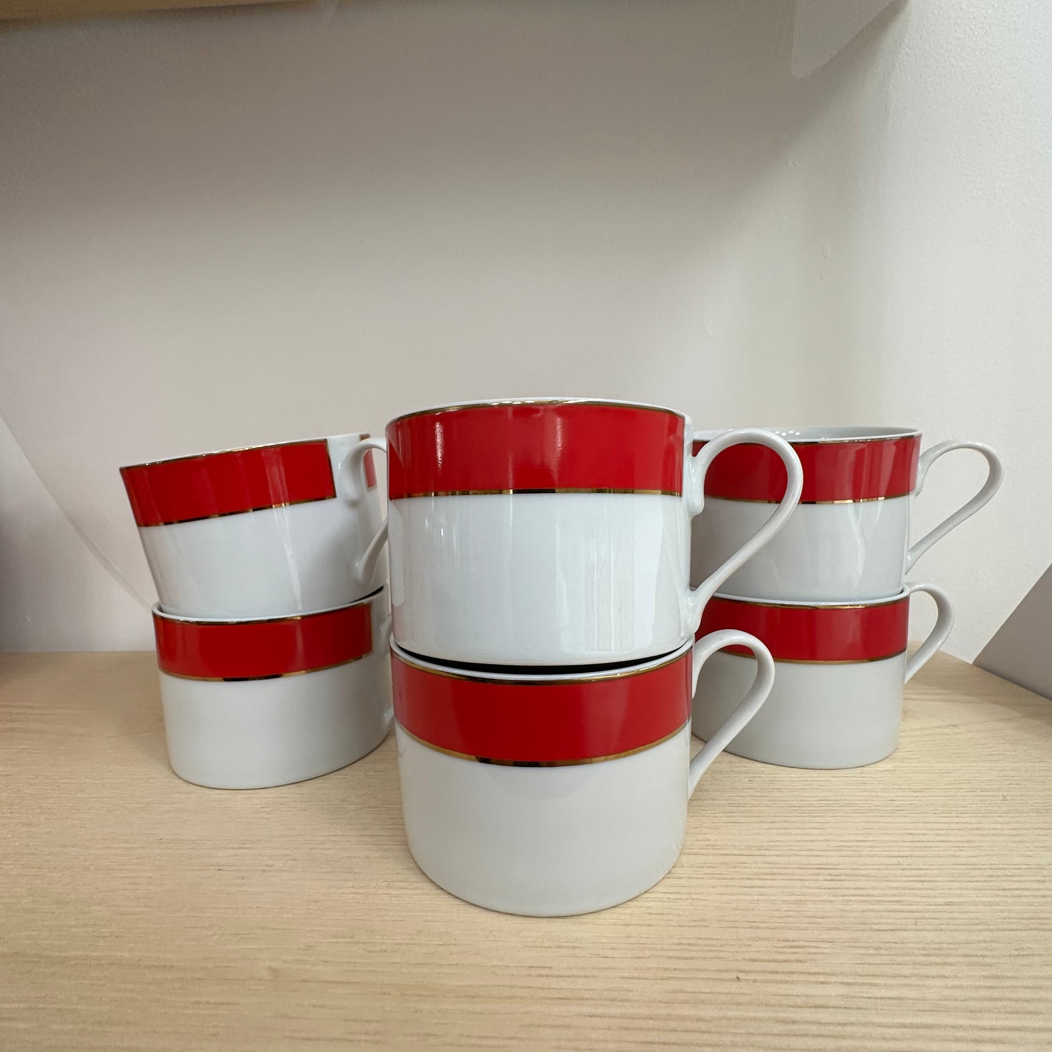 Red & Gold Mugs (Set of 6)