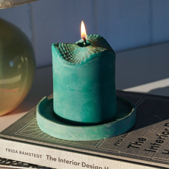 Fume Concrete Drip Plate and Incense Holder - Sea Green