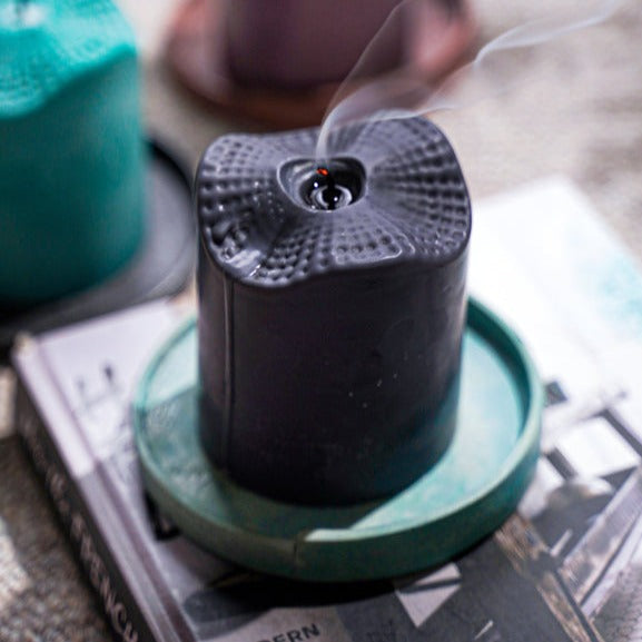 Fume Concrete Drip Plate and Incense Holder - Sea Green