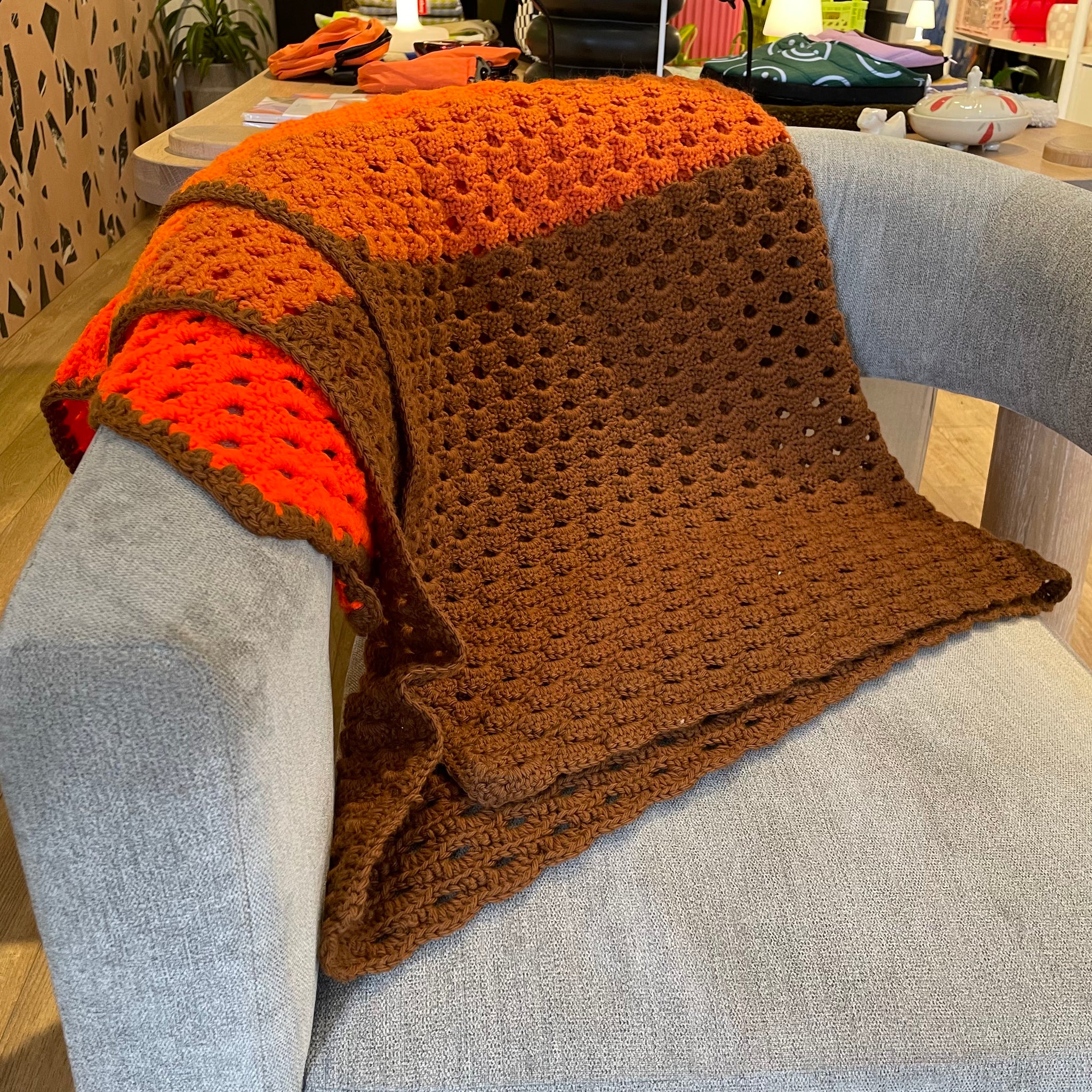 Warm-Toned Crochet Blanket