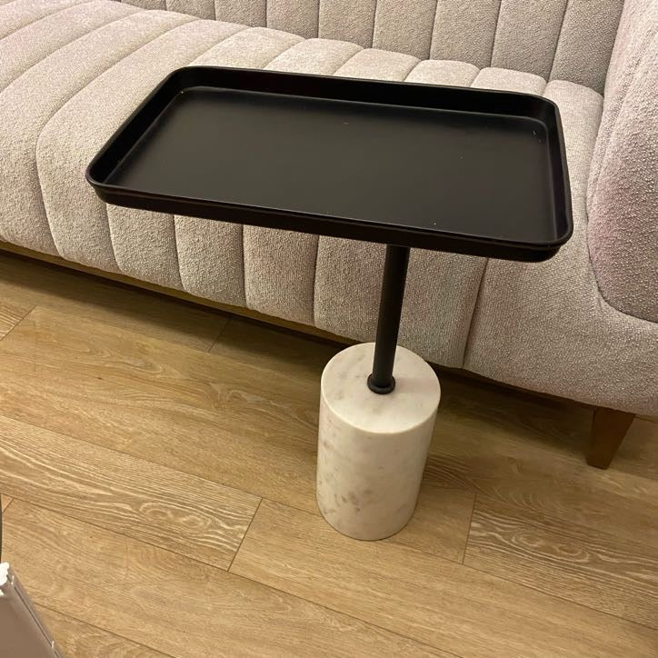 Marble & Black Metal Accent Table