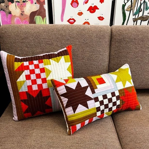 Quilted Geometric Square Pillow V2