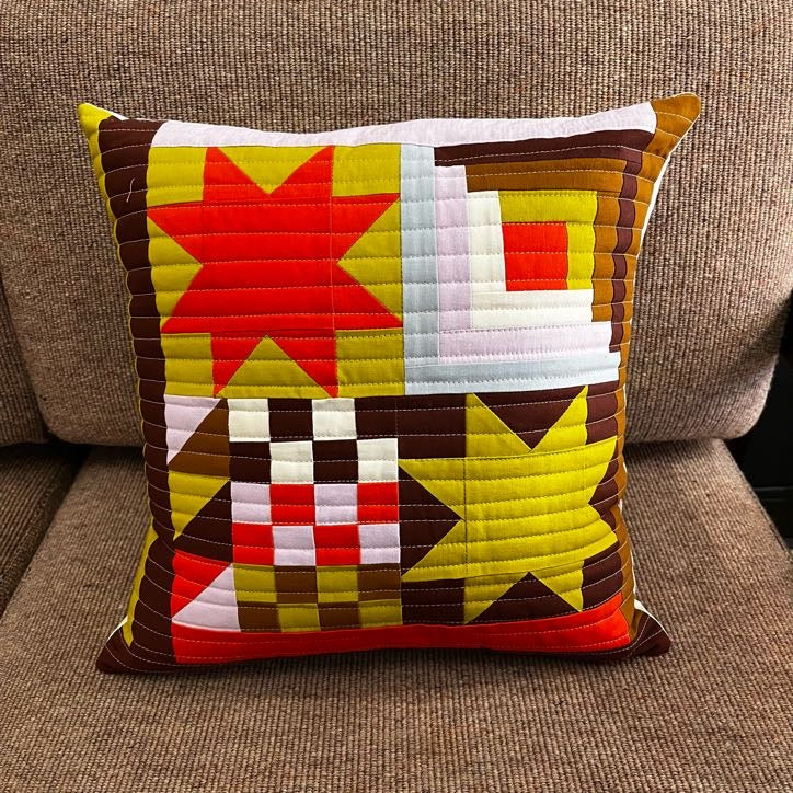 Quilted Geometric Square Pillow V2