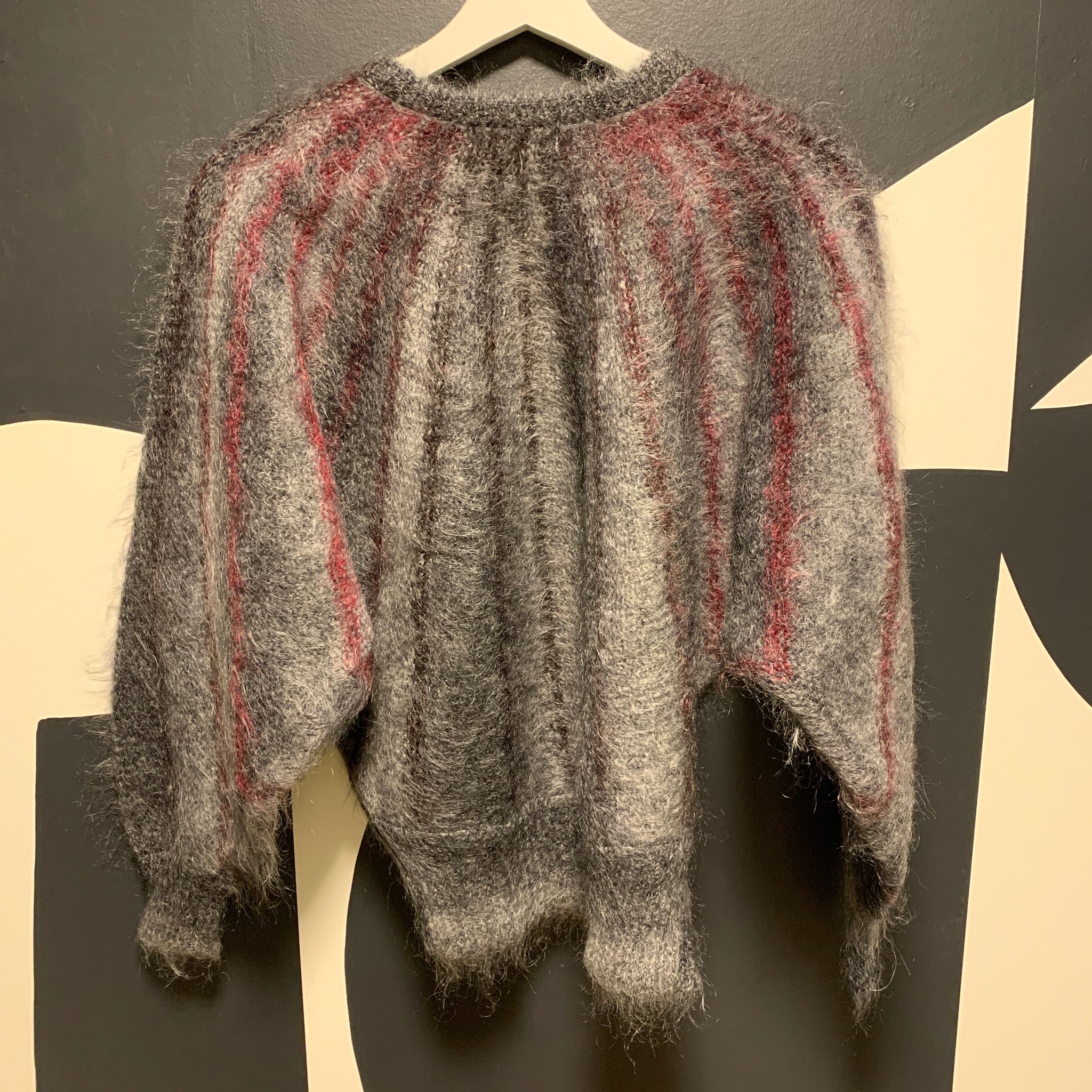 Gray & Magenta Mohair Sweater | S-M