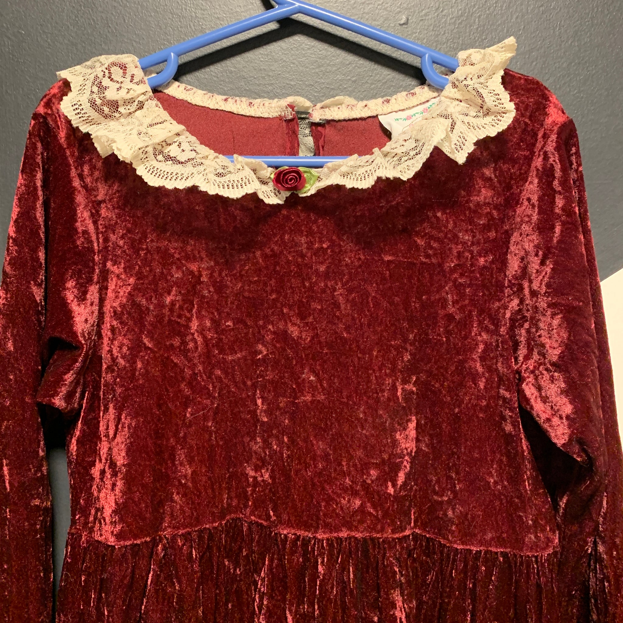 Children's Velvet Burgundy Dress | 8-12