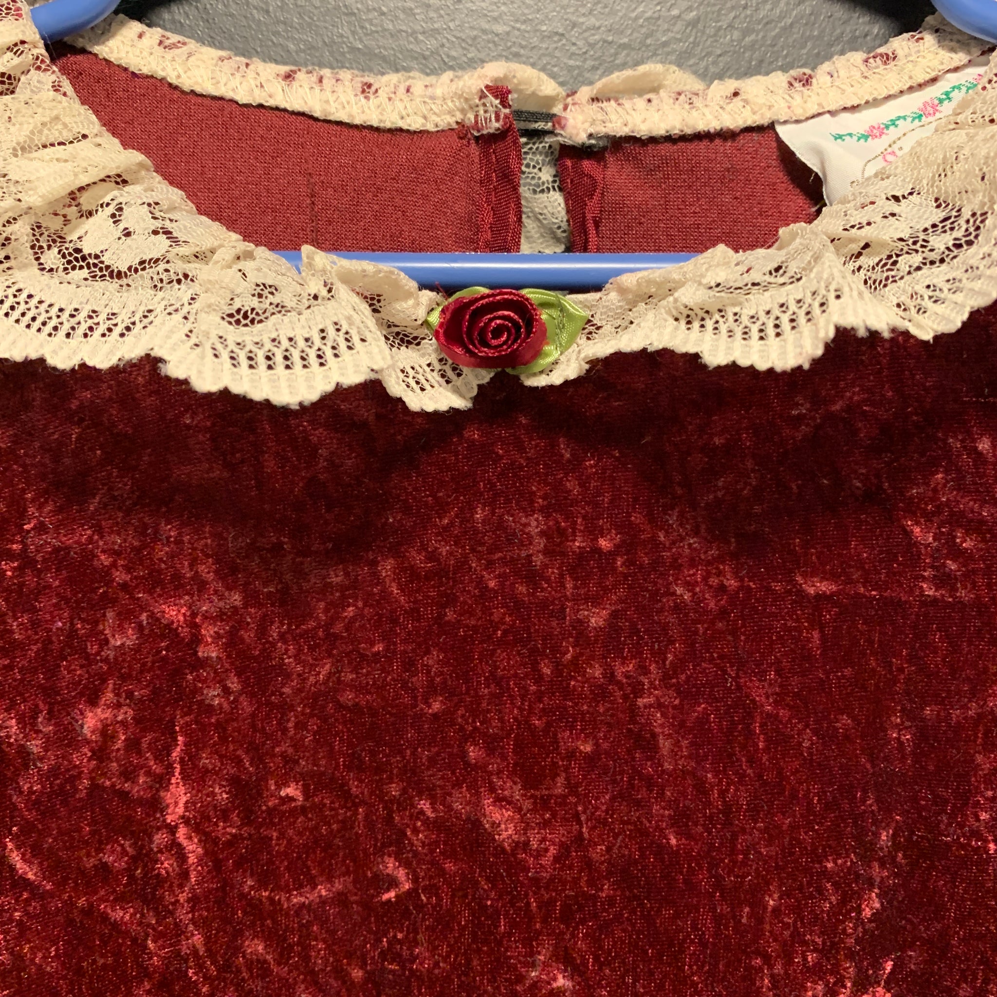 Children's Velvet Burgundy Dress | 8-12