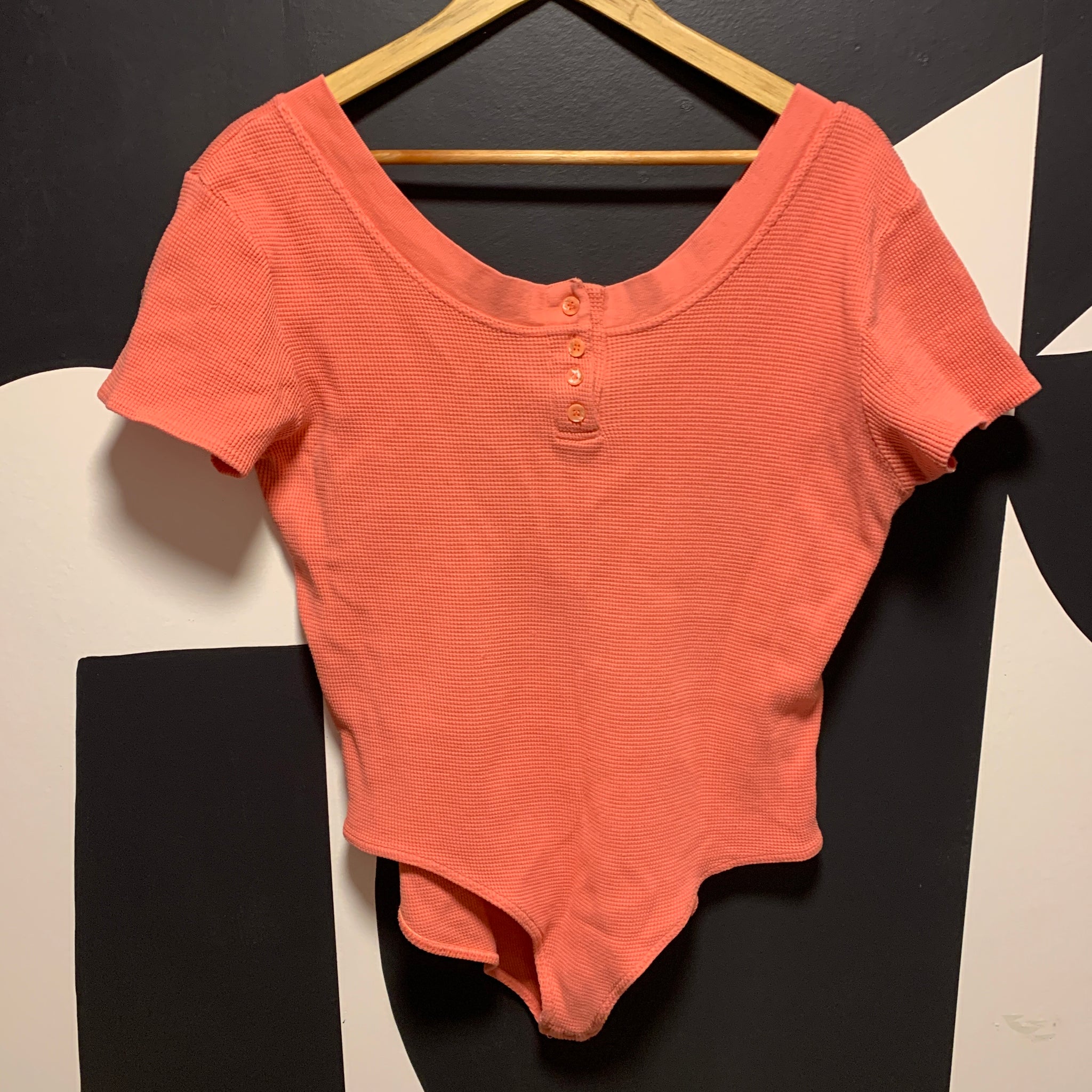 Pink Waffle Knit Bodysuit | M/L