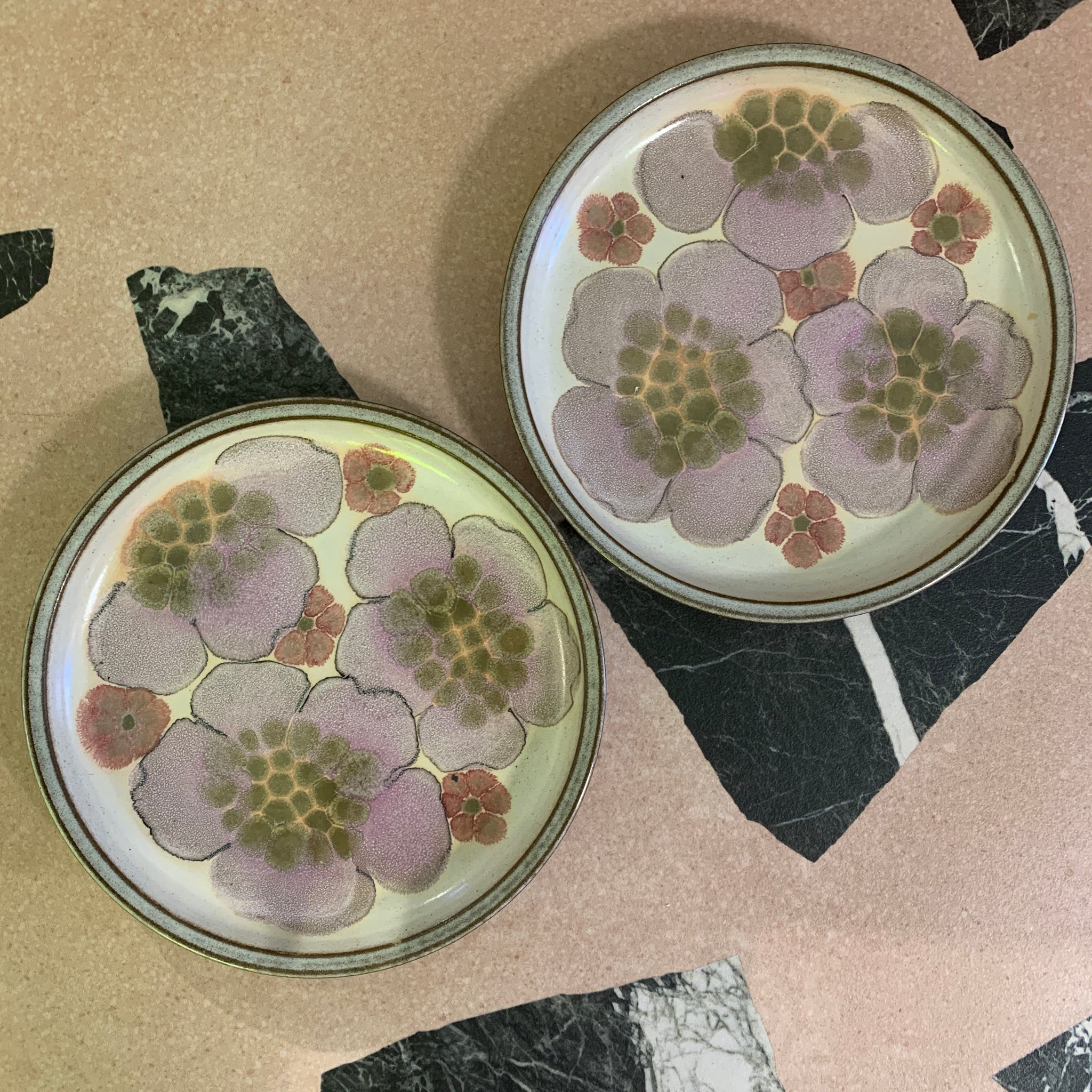 Denby Pottery Floral Plates (Set of 2)