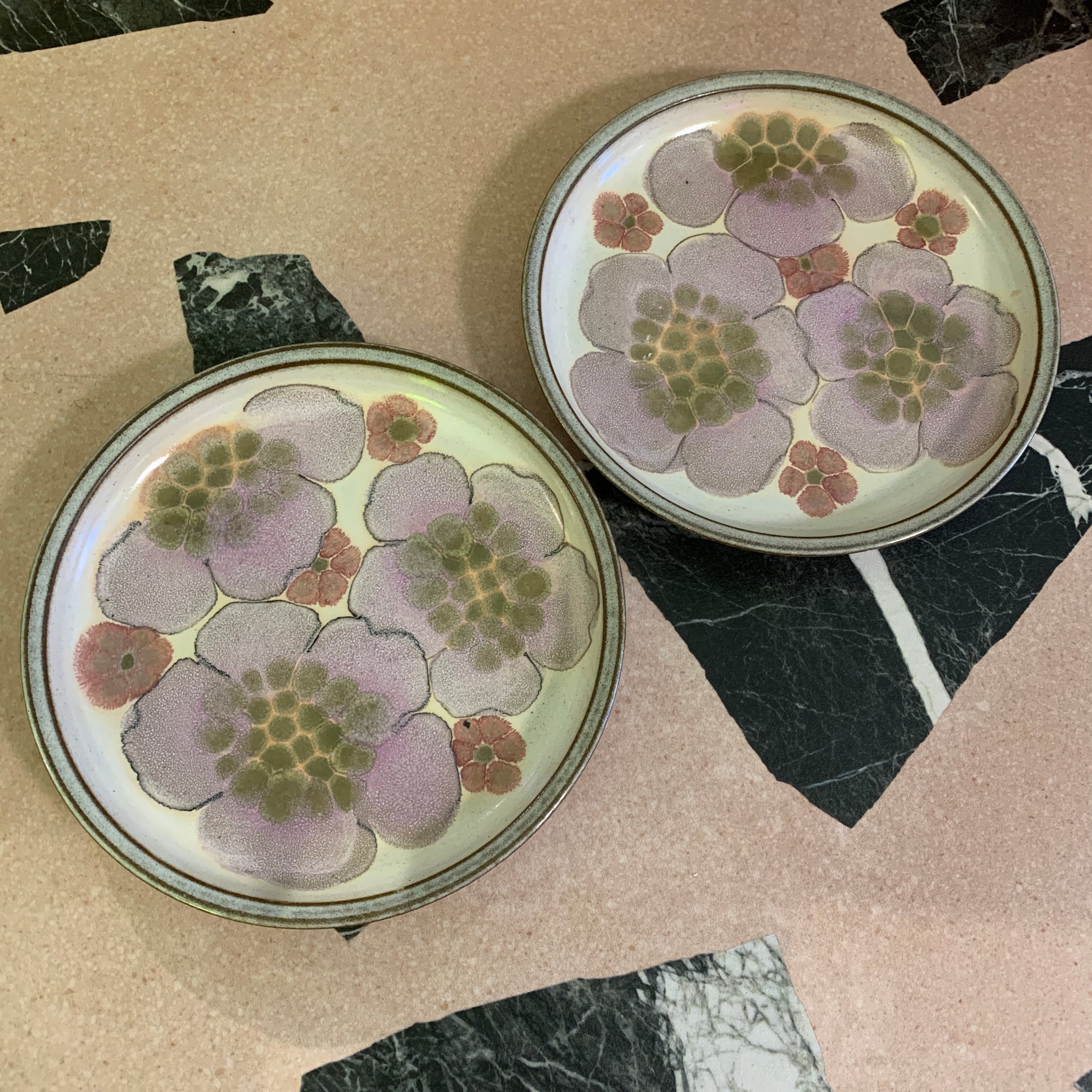 Denby Pottery Floral Plates (Set of 2)