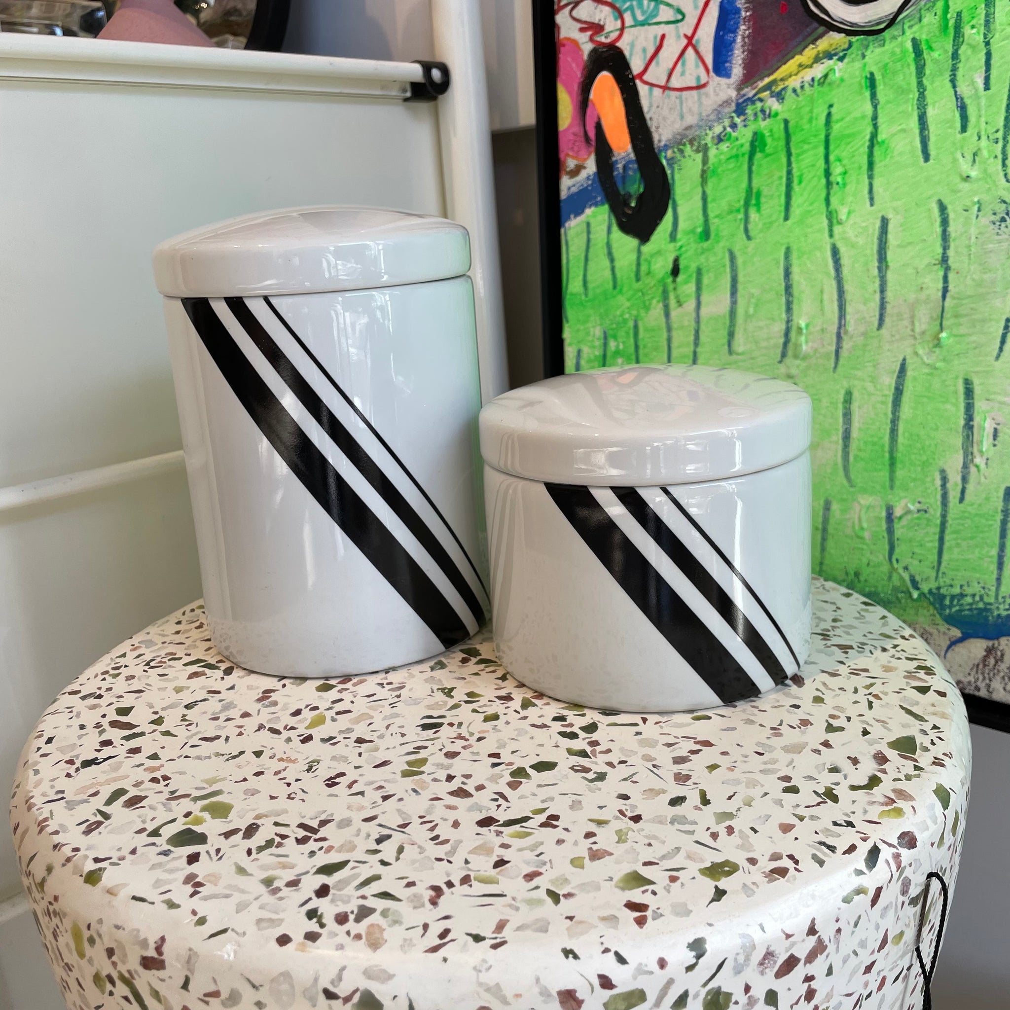 Black Stripe Canisters (Set of 2)