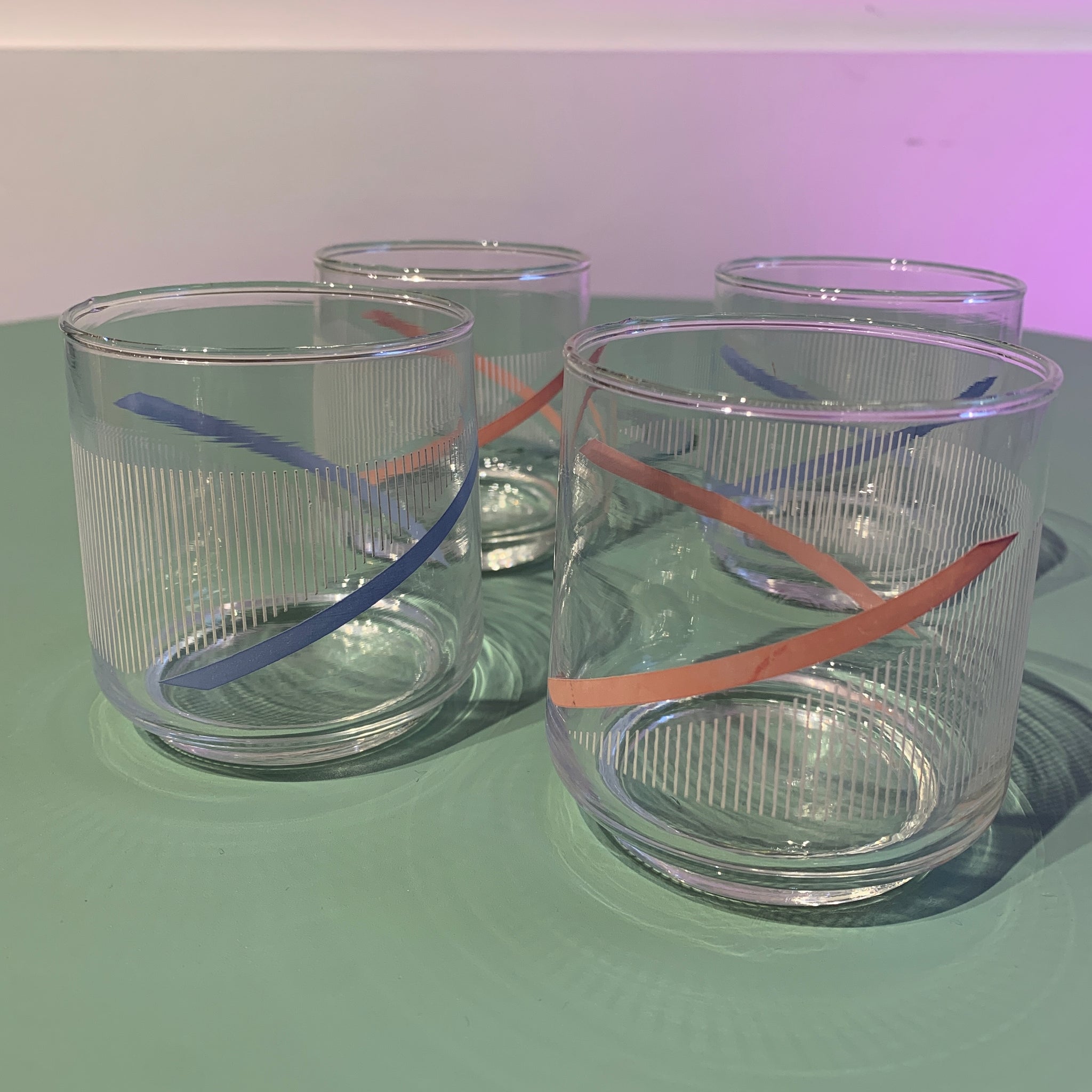 Vintage Striped Glasses (Set of 4)