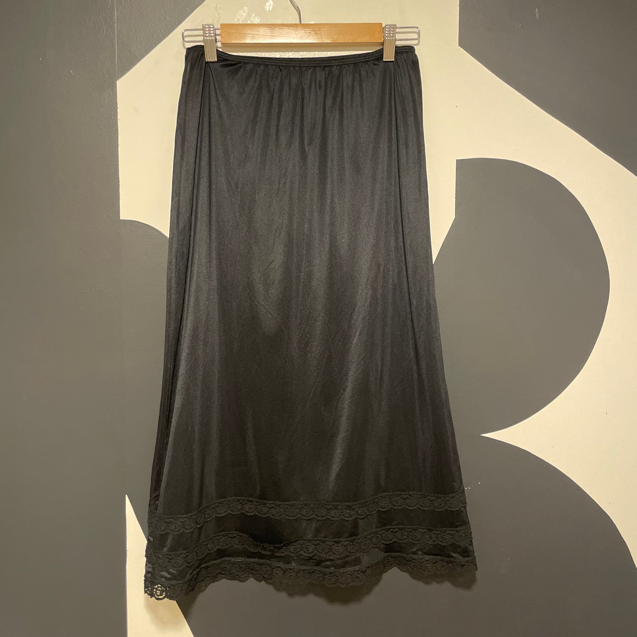 Black Sheer Slip Skirt | M