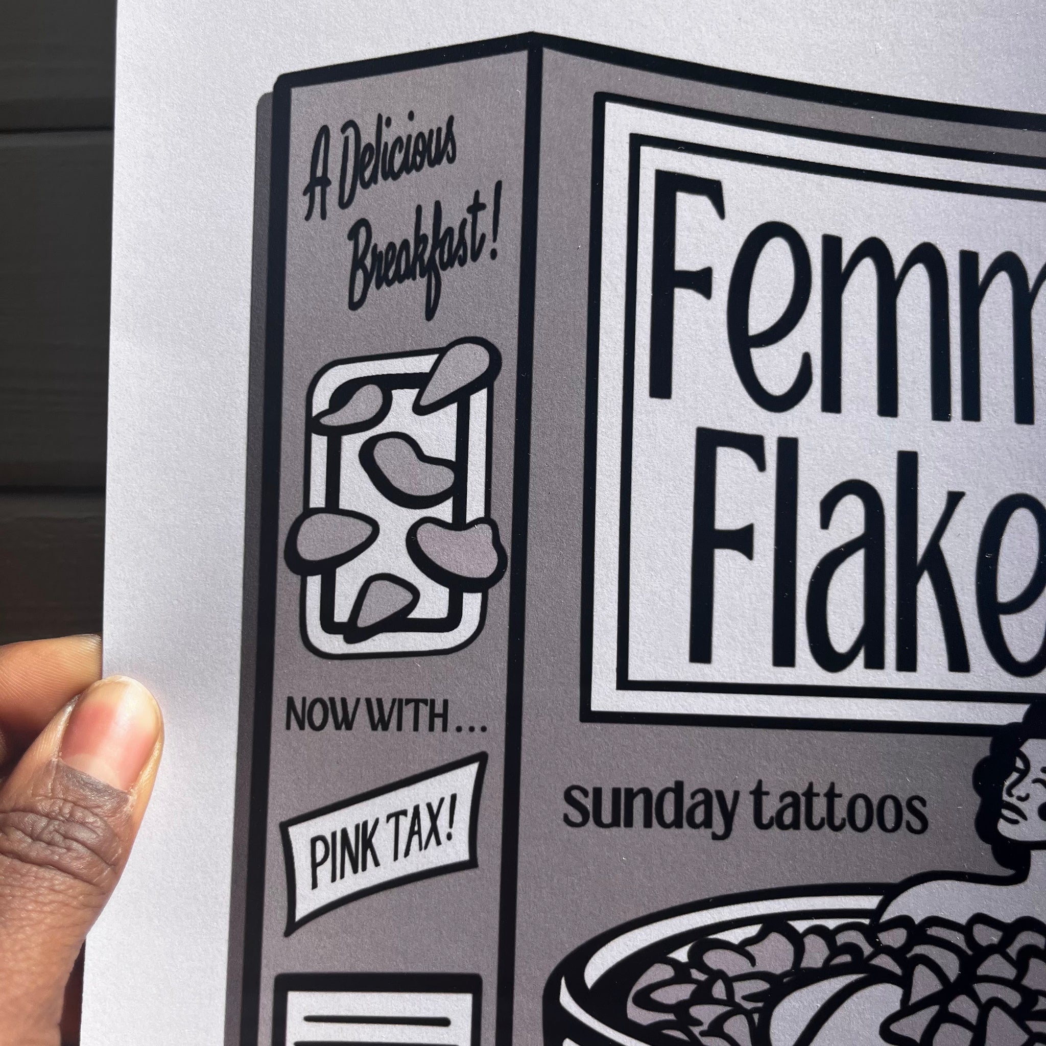 Sunday Tattoos Black & Grey Femme Flakes Print