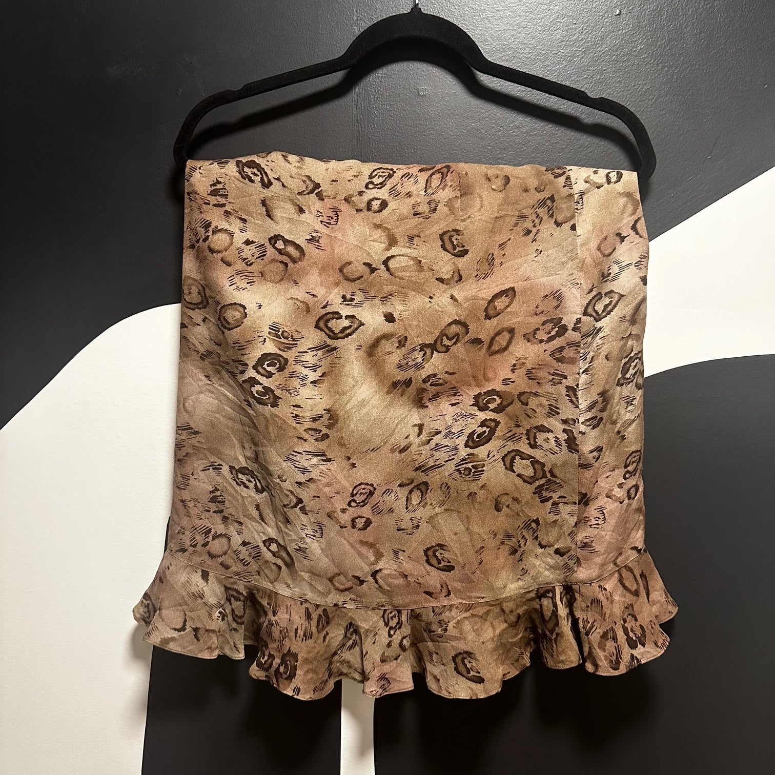 100% Silk Leopard Frill Skirt- 6