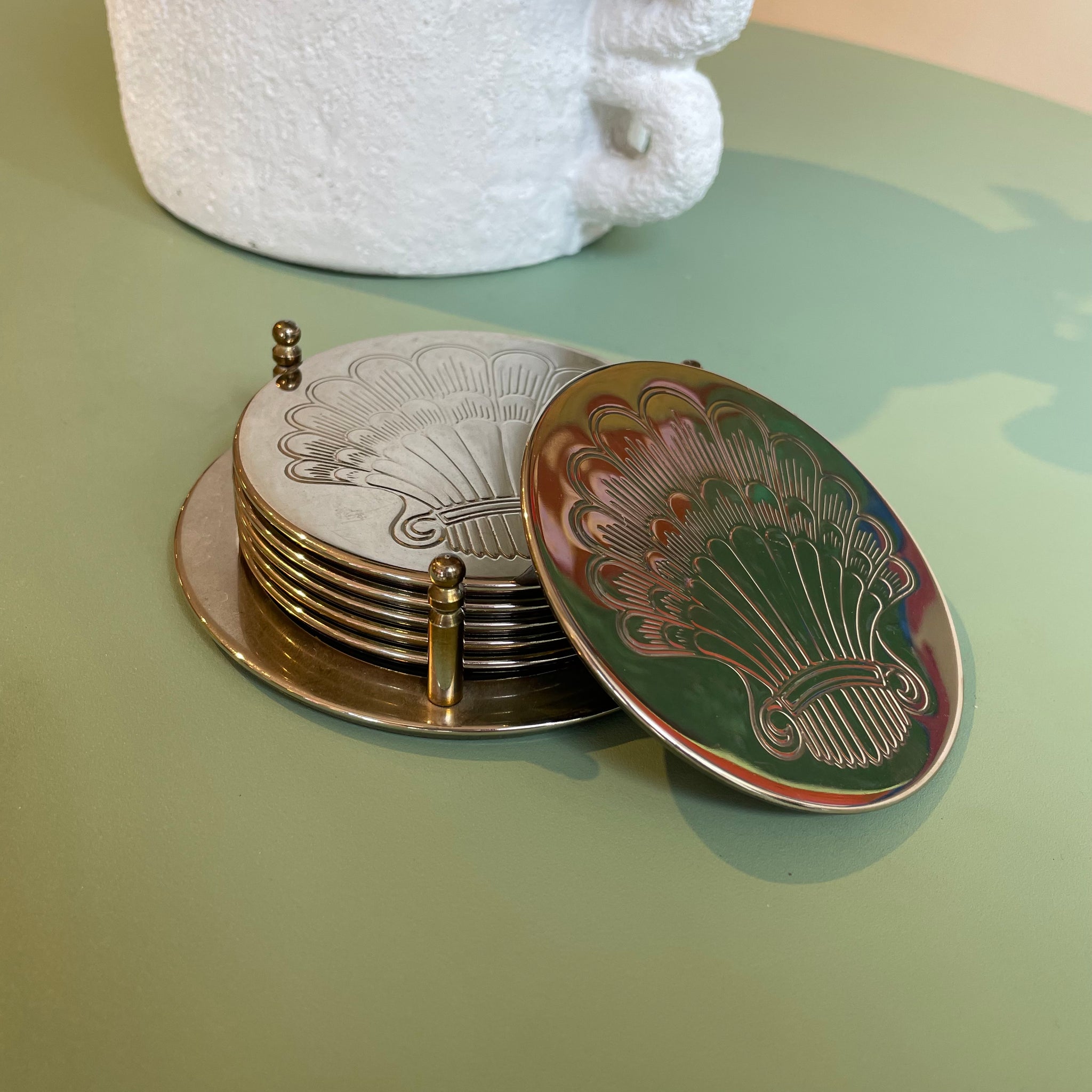 Silver Plated Shell Coasters (Set of 6)