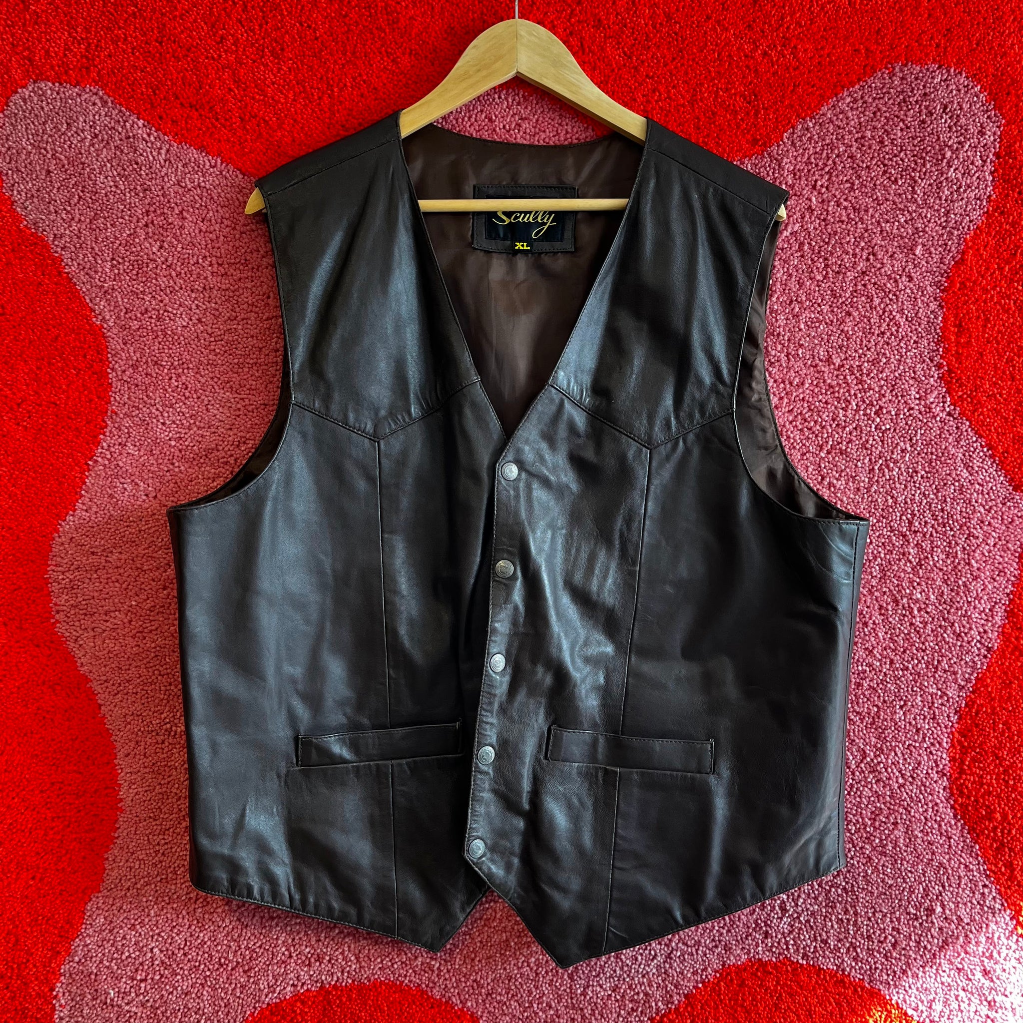 Chocolate Brown Leather Vest | XL