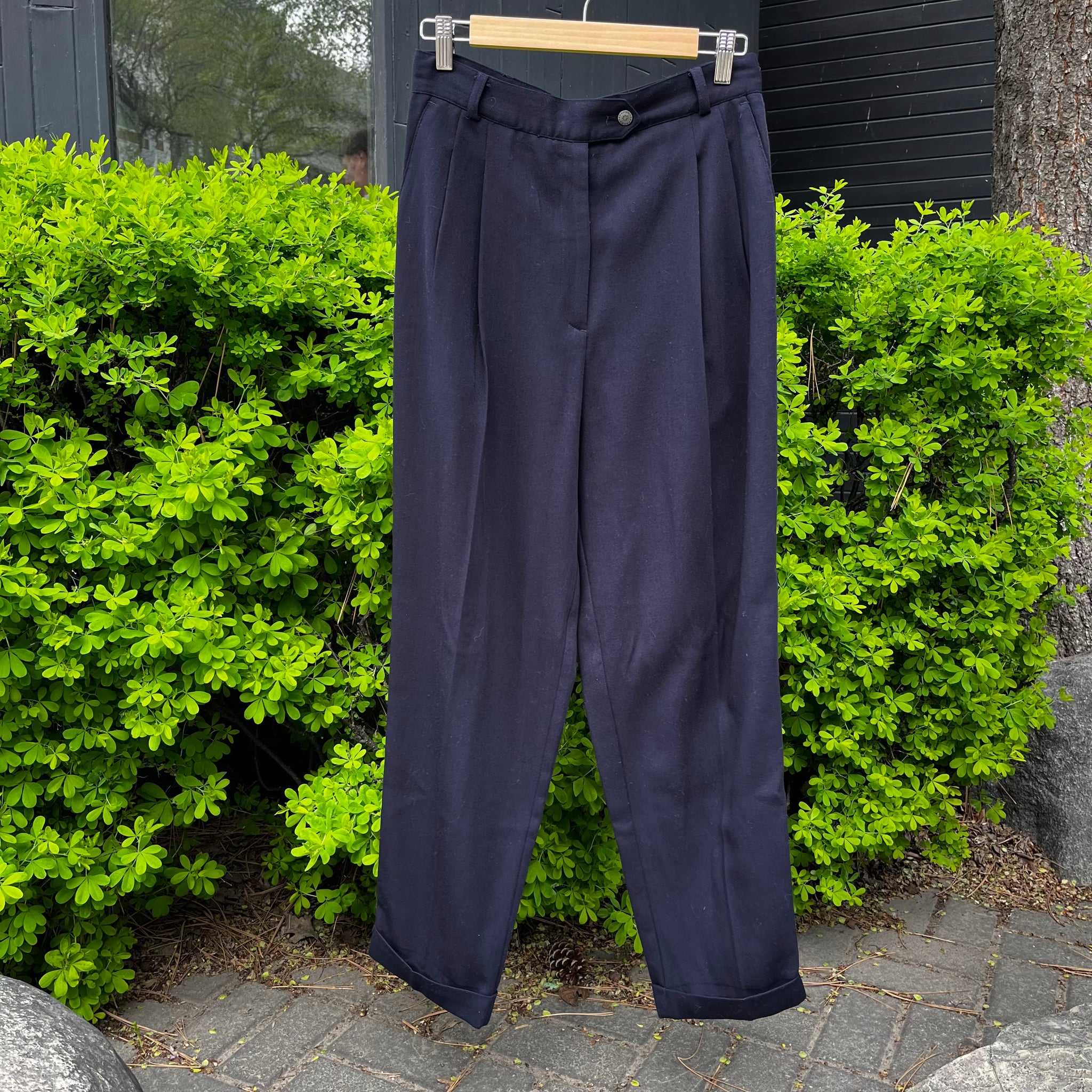 Navy Pleated Trousers | 30