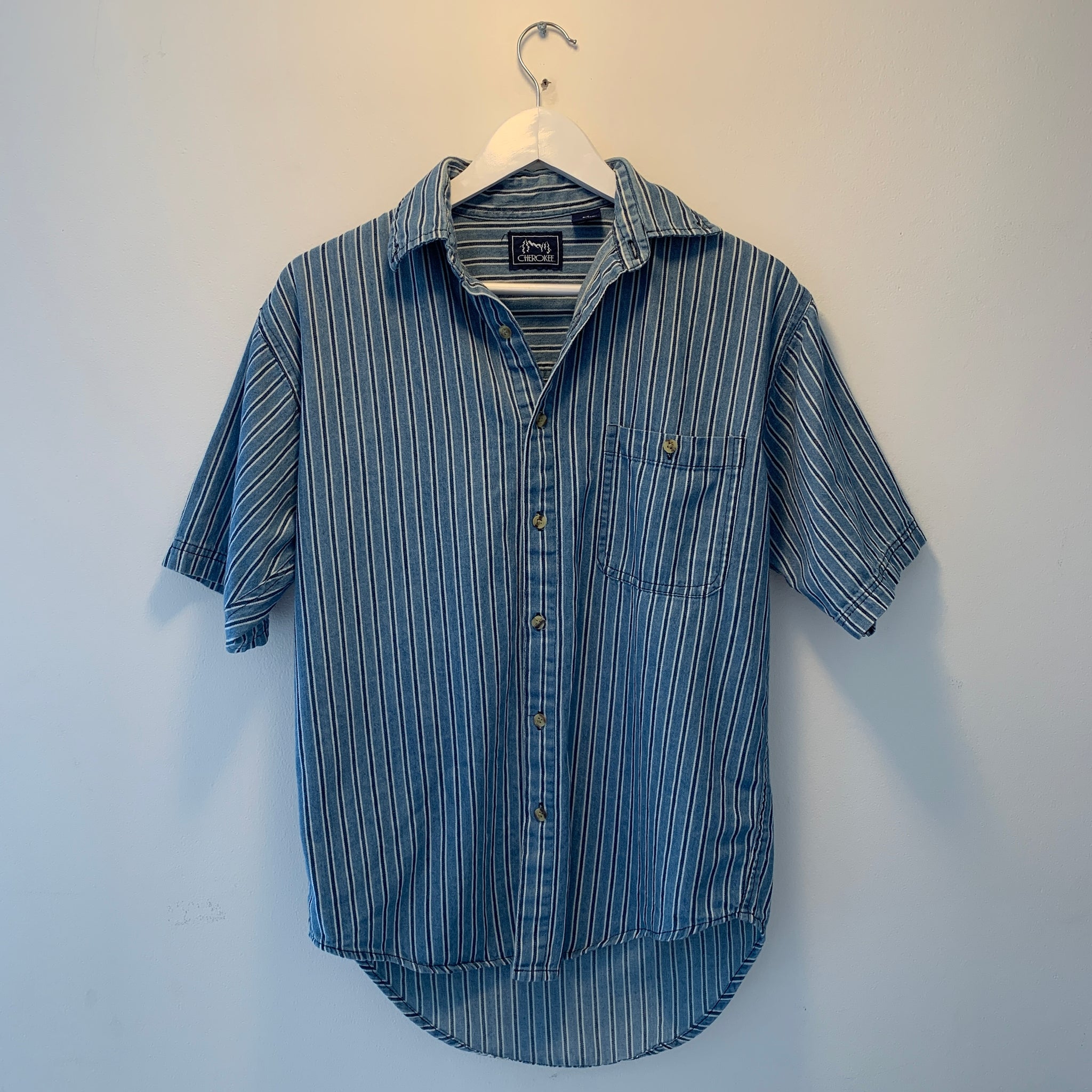 Striped Short Sleeve Button-Up- S