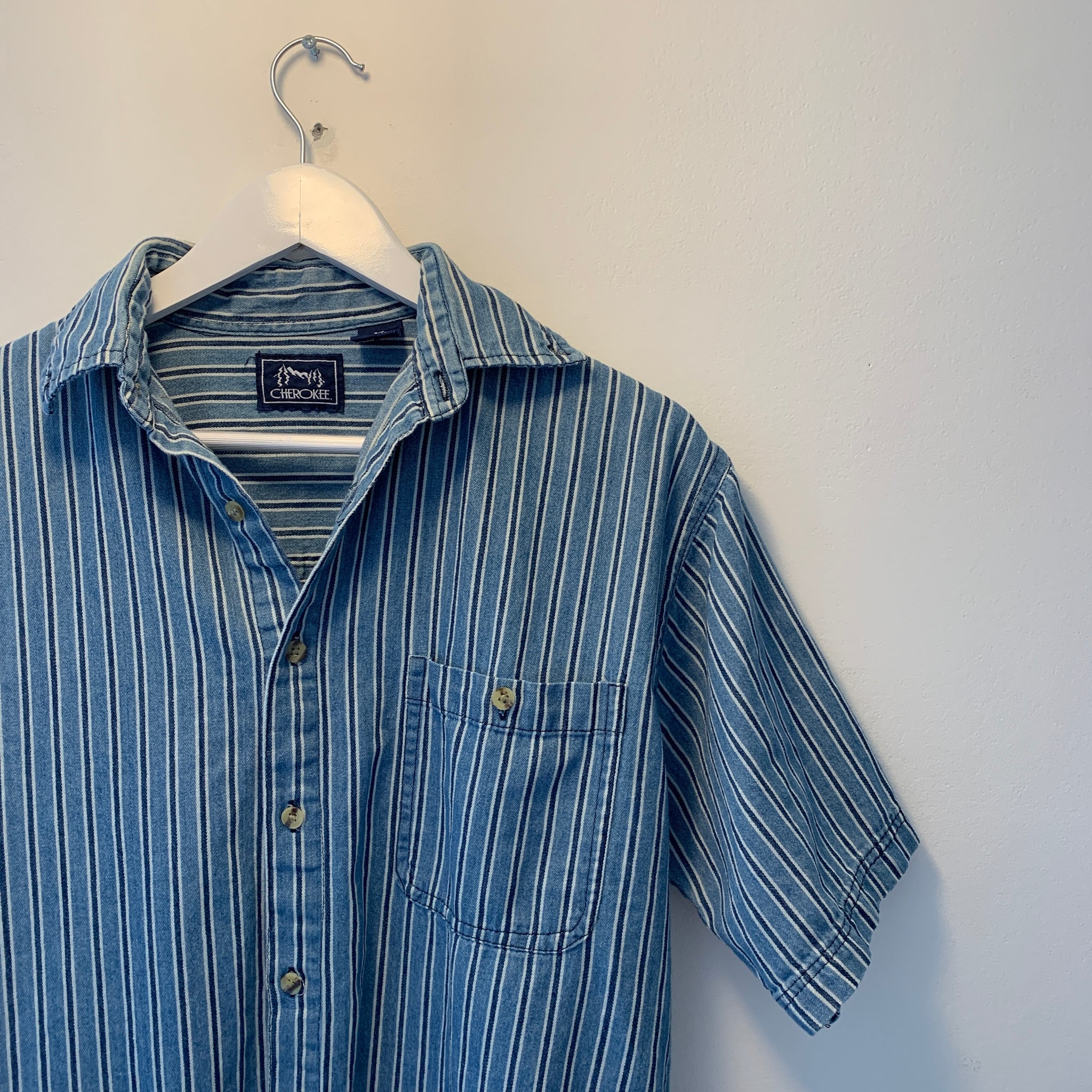 Striped Short Sleeve Button-Up- S