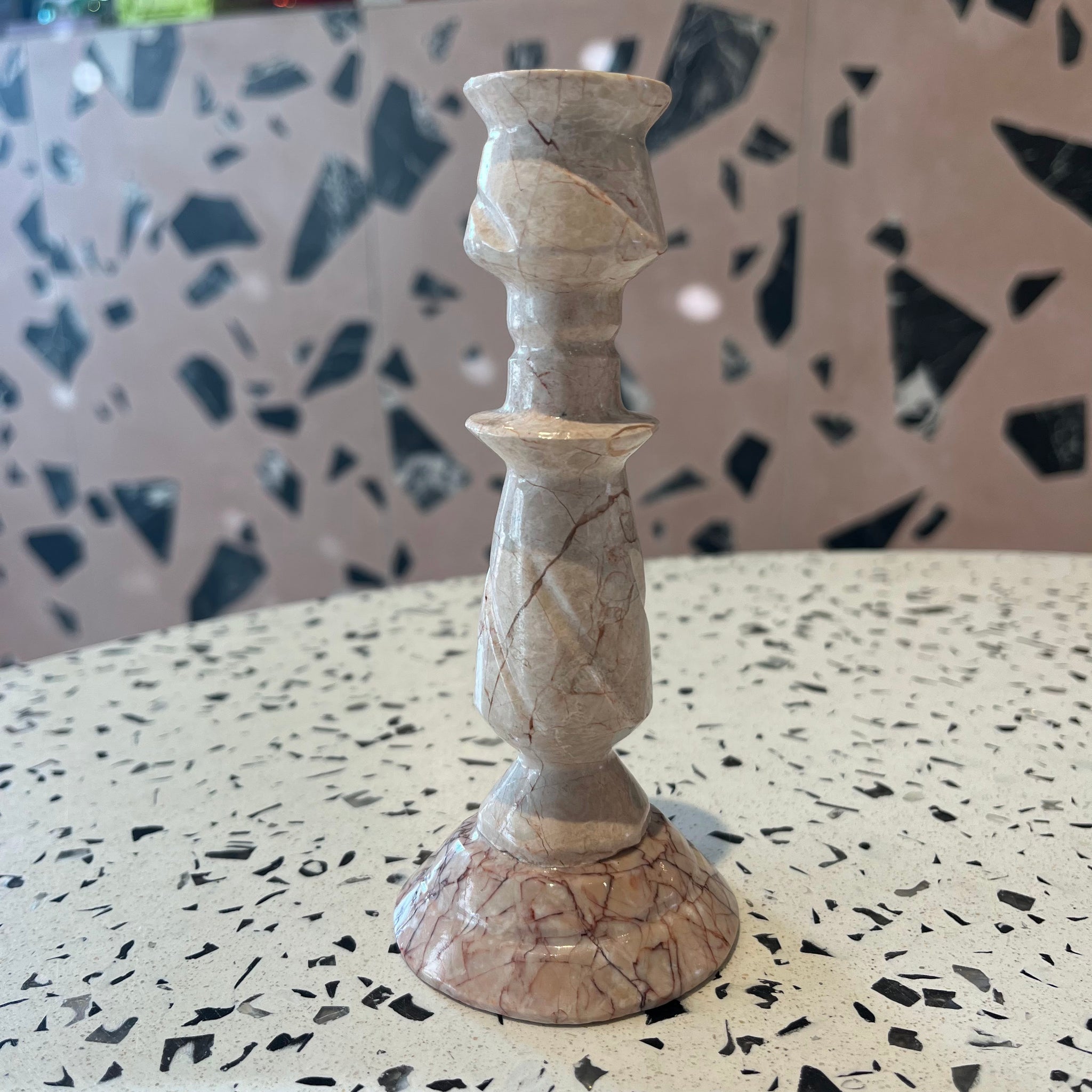 Pink Marble Candle Stick Holder