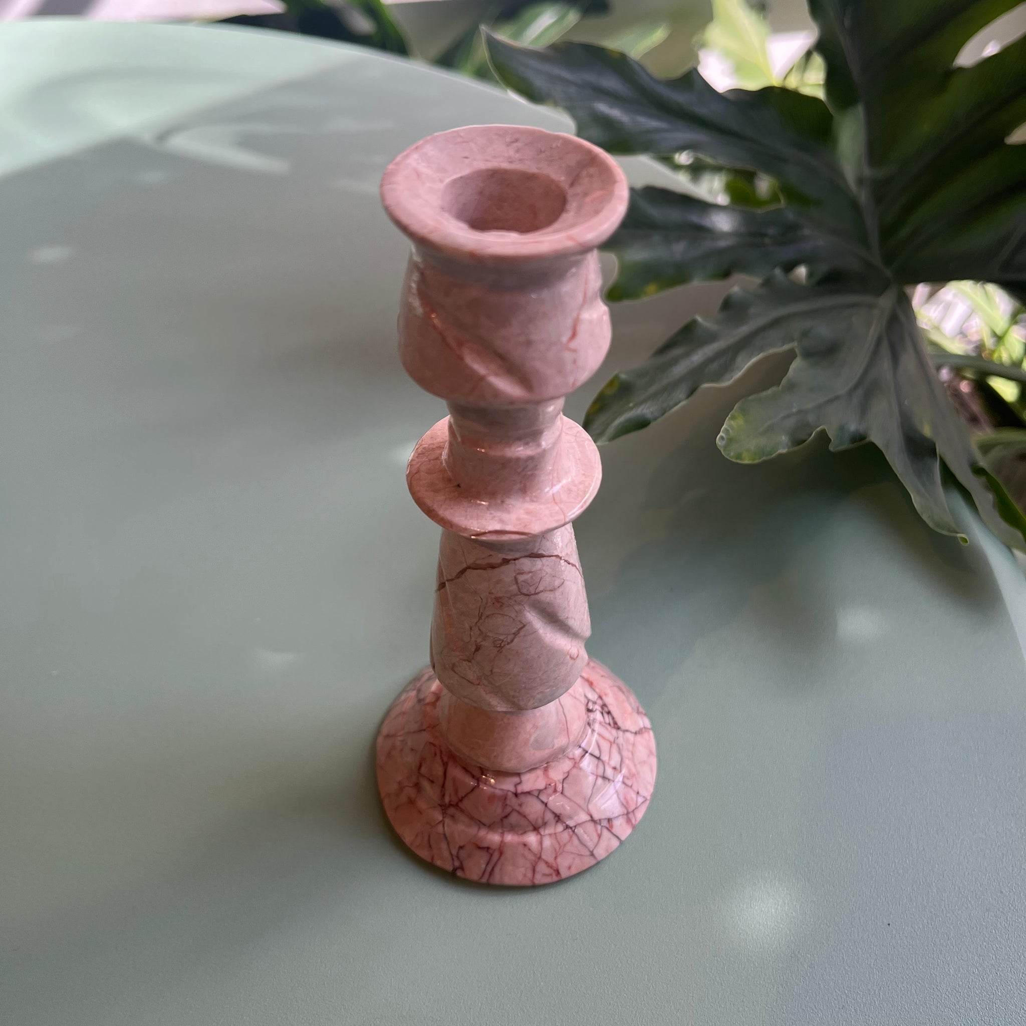 Pink Marble Candle Stick Holder