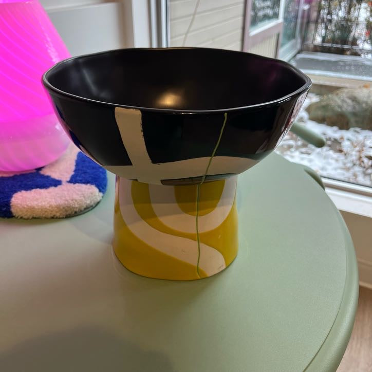 Ceramic Abstract Pedestal Bowl