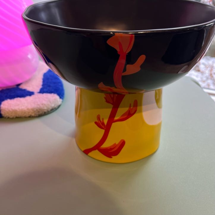Ceramic Abstract Pedestal Bowl