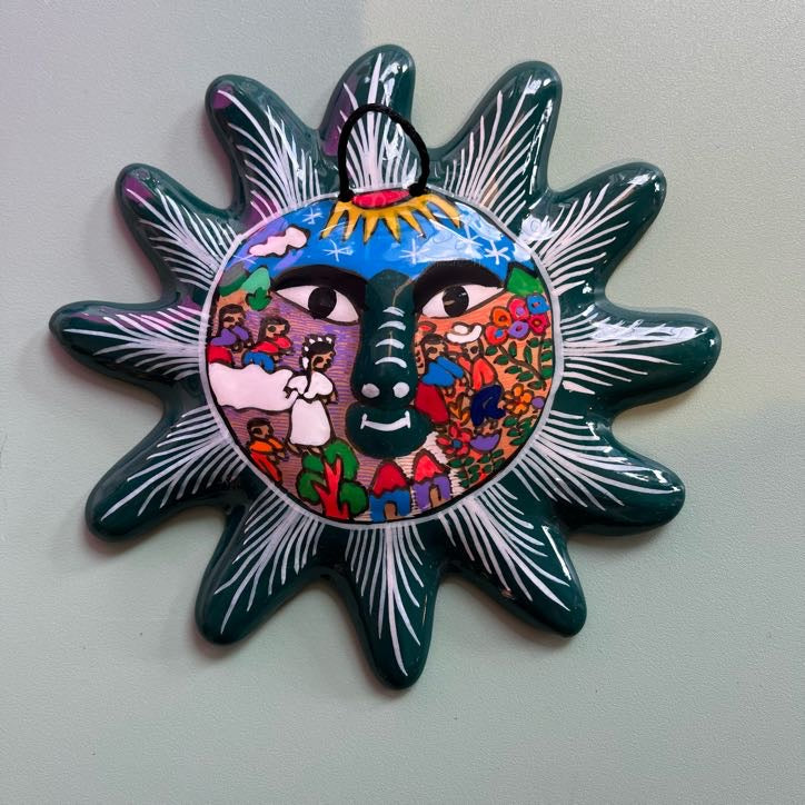 Blue Terracotta Sun Ornament