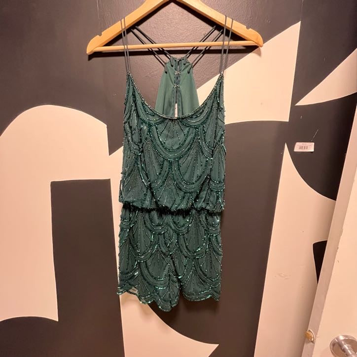 Emerald Beaded Gatsby Romper | S